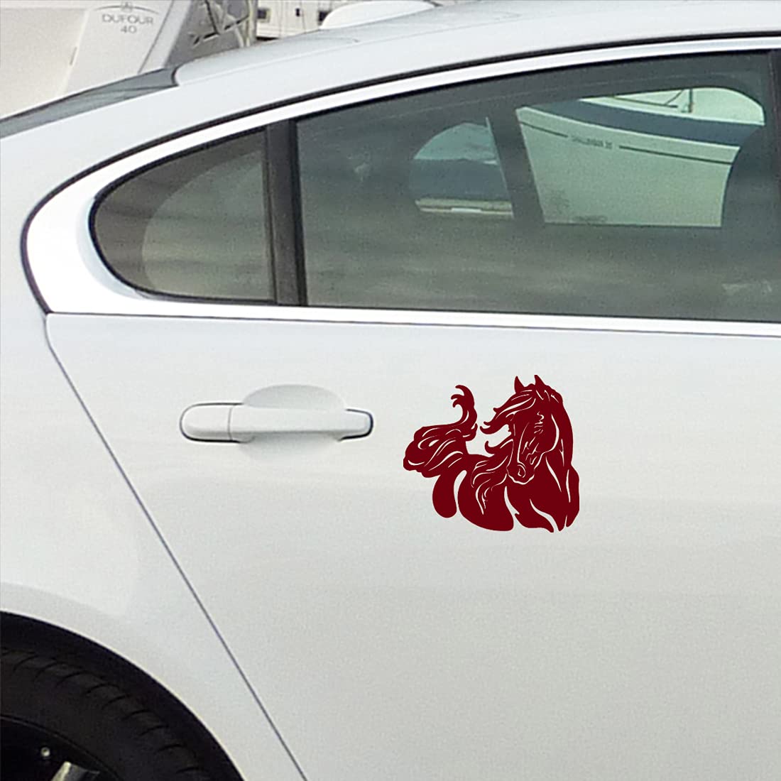 Premium Waterproof Vinyl Horse Decal Stickers (Burgundy, Set of 2) - Durable Laptop, Phone, Helmet, Car Window, Bumper, Mug, Cup, Door & Wall Decoration - Perfect for Personalizing Your Devices, Vehicles and Home Decor