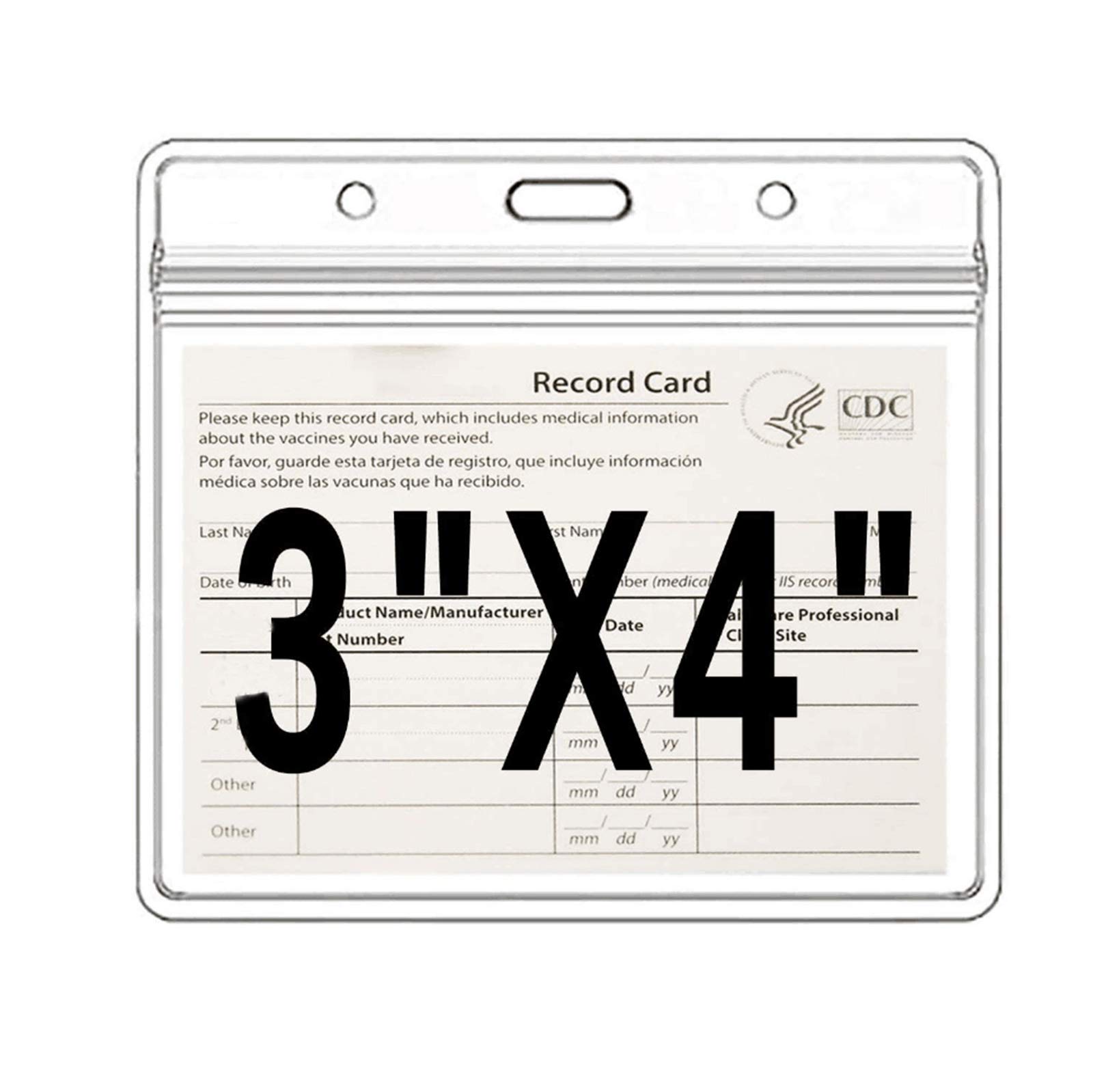 Waterproof PVC ID Card Holder - 4x3 Inch Clear Vinyl Plastic Sleeve with Resealable Zip for Health Cards, Badges & Name Tags | Durable Card Protector for Nurses, Doctors, Security & Office Use