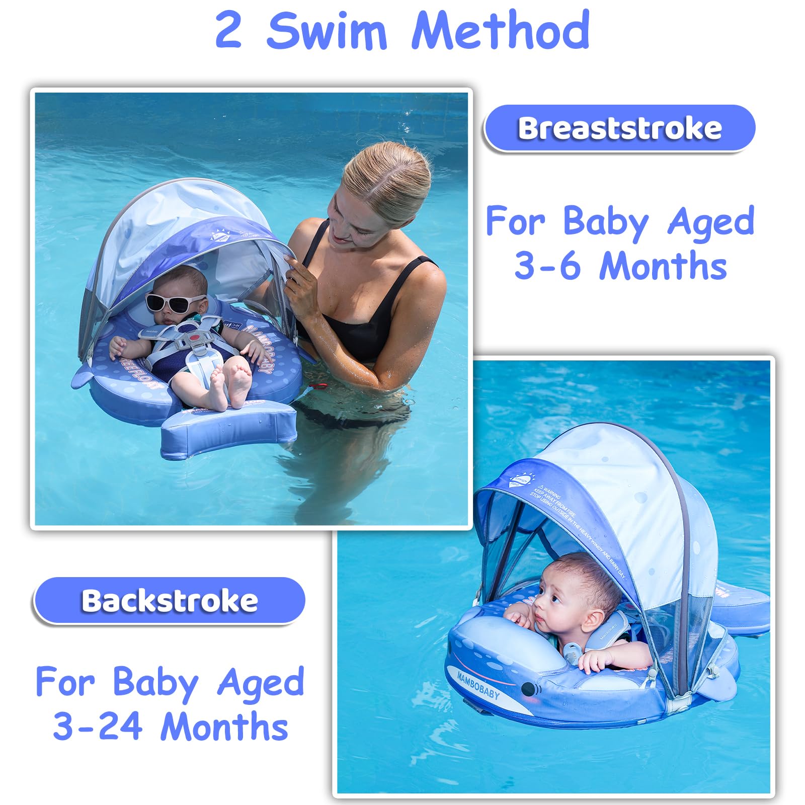 **Mambobaby Baby Pool Float with Canopy & Shark Tail – Non-Inflatable Solid Infant Swim Float – Soft, Waterproof & Skin-Friendly – Safe for 3-24 Months Baby Boys & Girls – Perfect for Beach, Pool & Summer Water Play**