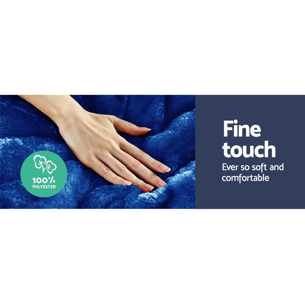Premium Faux Mink Weighted Blanket - King Size Winter Comforter in Teal Blue | Soft & Cozy Bedding for Stress Relief, Anxiety & Better Sleep