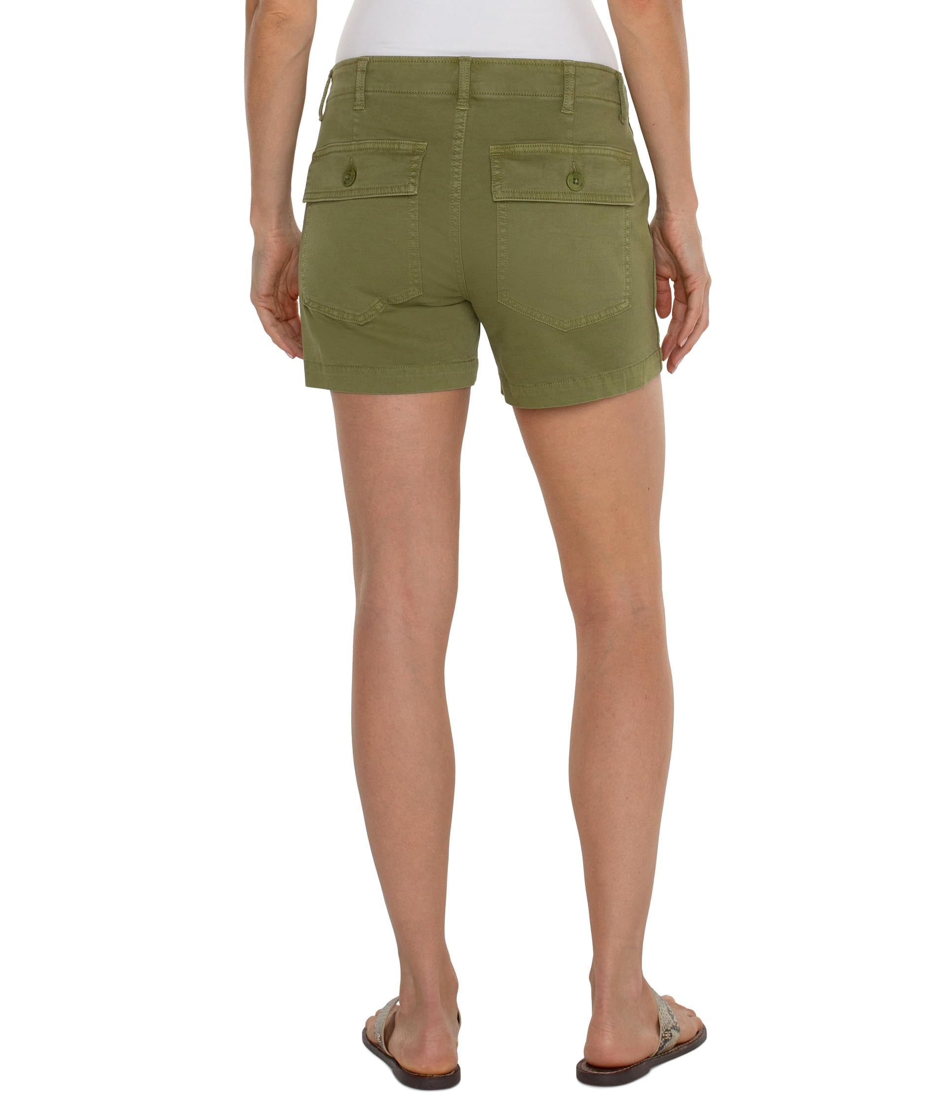 Liverpool Women's Utility Shorts with Flap Pockets - Comfortable Casual Athletic Shorts for Running, Gym & Outdoor Activities