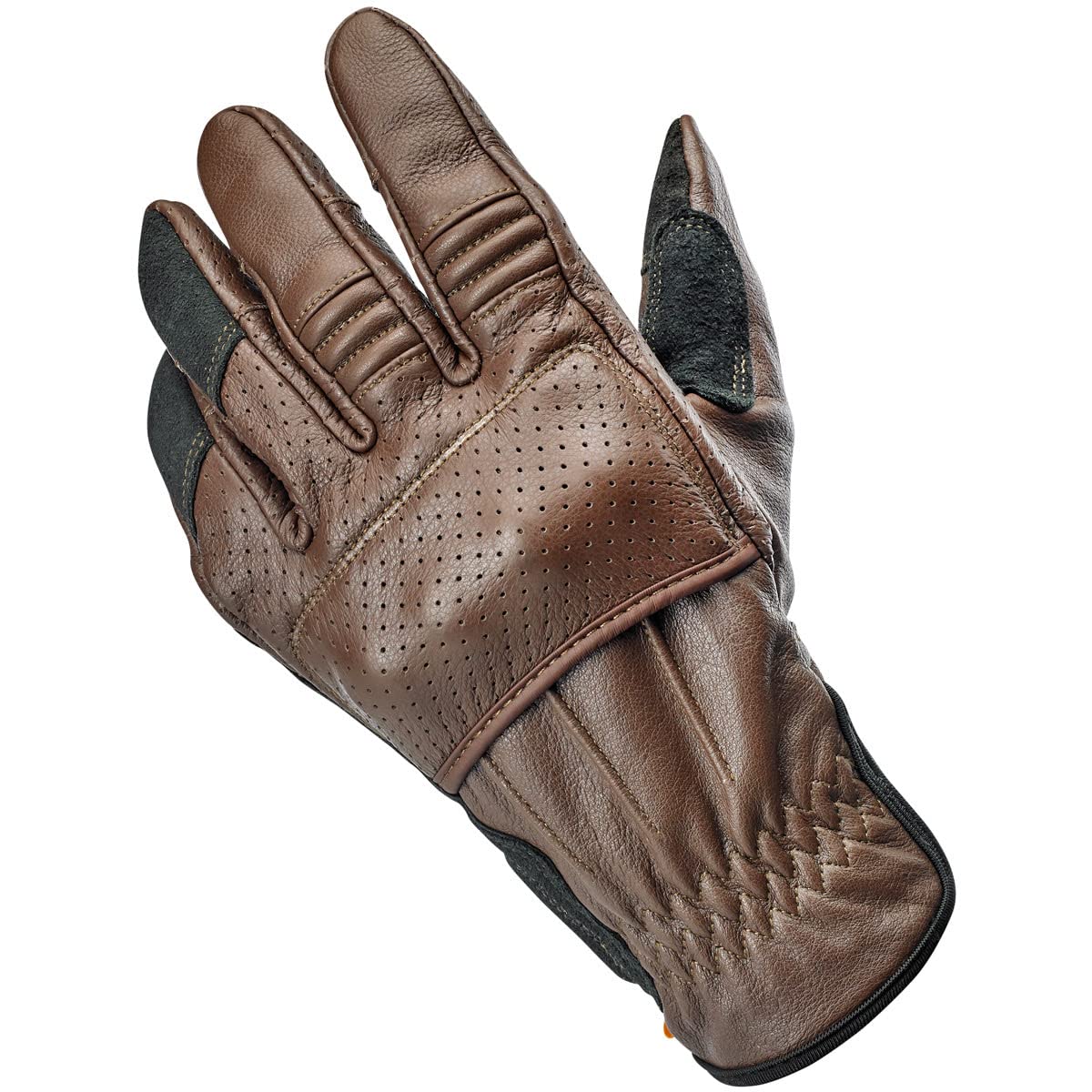 Biltwell Borrego CE Certified Motorcycle Gloves - Shock Absorbing Hard Knuckle & Abrasion Resistant (Chocolate Black) - Perfect for Street Riding & Long-Distance Touring