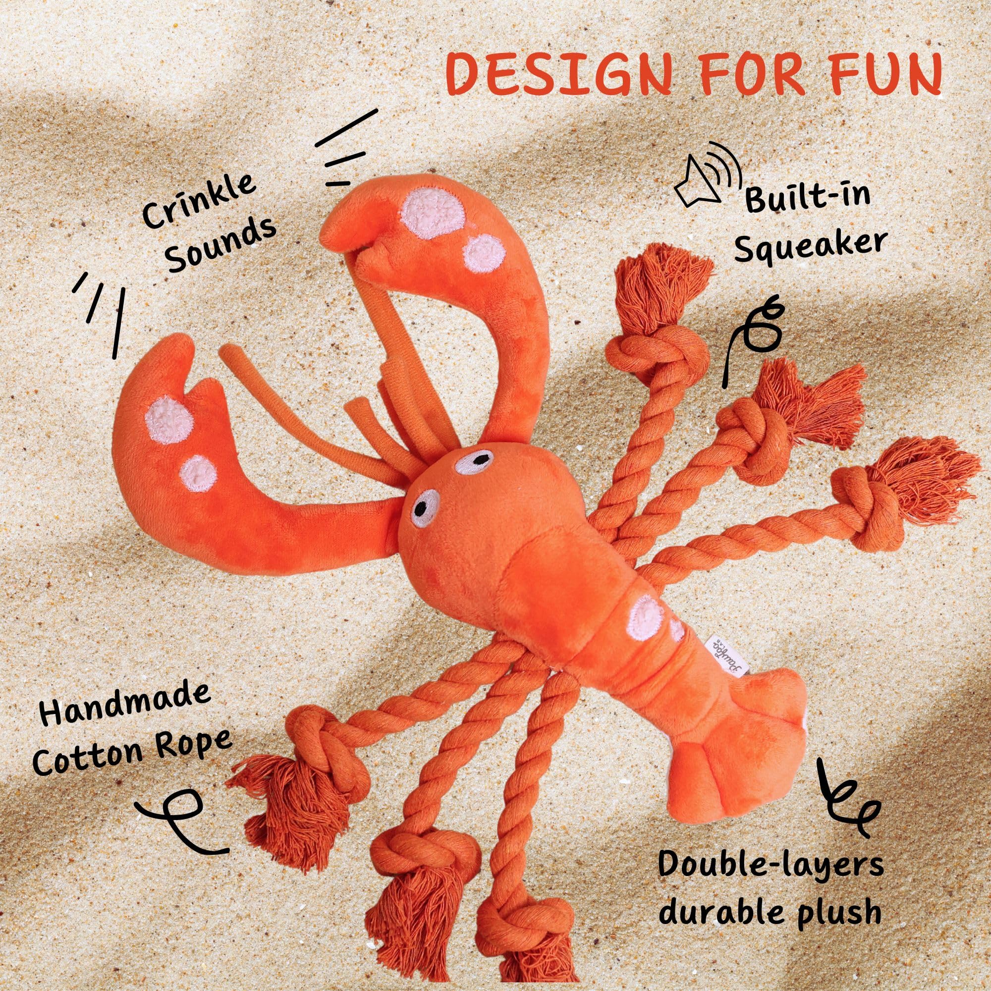Squeaky Lobster Dog Toy - Large Plush Tug of War Chew Toy for Puppies, Small, Medium & Large Dogs - Interactive Play for Indoor & Outdoor Fun