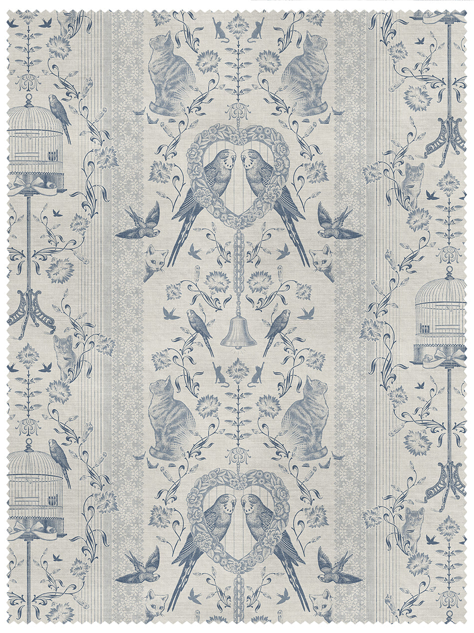 Delft Blue Linen Fabric Sample - Premium Dutch-Inspired Textile for Home Decor, Upholstery & DIY Crafts | Perfect for Curtains, Pillows & Table Runners