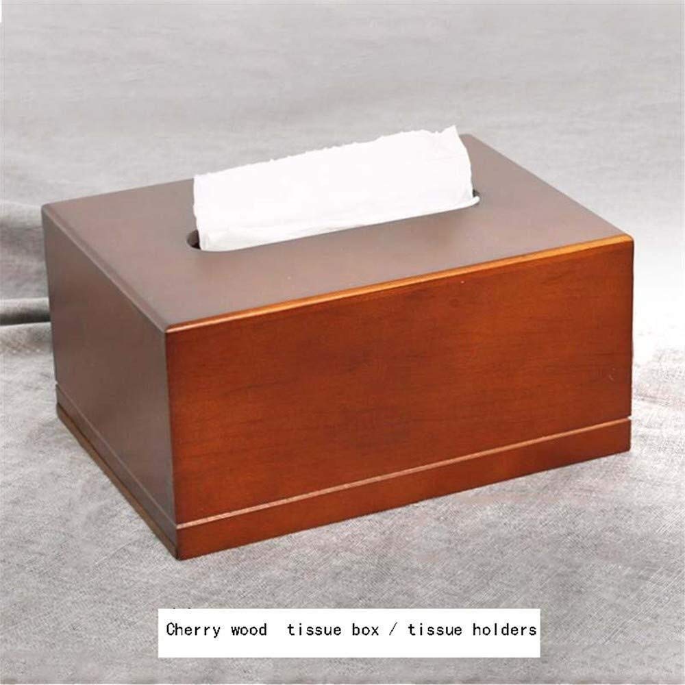 Nordic Style Cherry Wood Tissue Box Cover - Rectangular Paper Towel Holder Tray for Home Decor (20x12x9.4cm, Coffee Brown) | Perfect for Living Room, Bedroom & Bathroom Organization