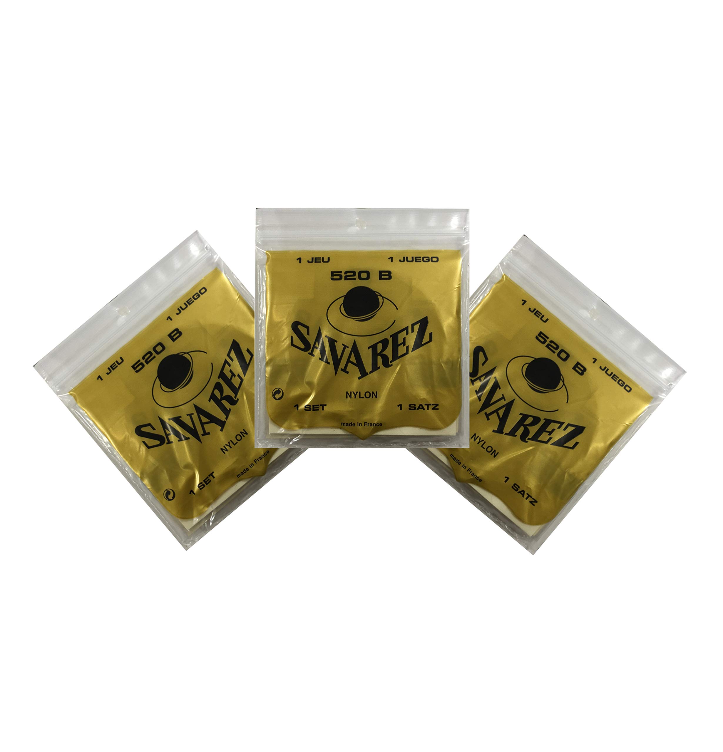 Savarez 520B Low Tension Nylon Classical Guitar Strings - 3 Pack Set for Warm Tone & Comfortable Playability | Perfect for Classical, Flamenco & Fingerstyle Guitarists