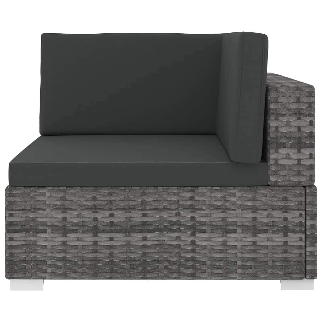 Festnight Outdoor Sectional Sofa Set - Gray Wicker Patio Furniture with Cushions, Powder-Coated Steel Frame - 27.6