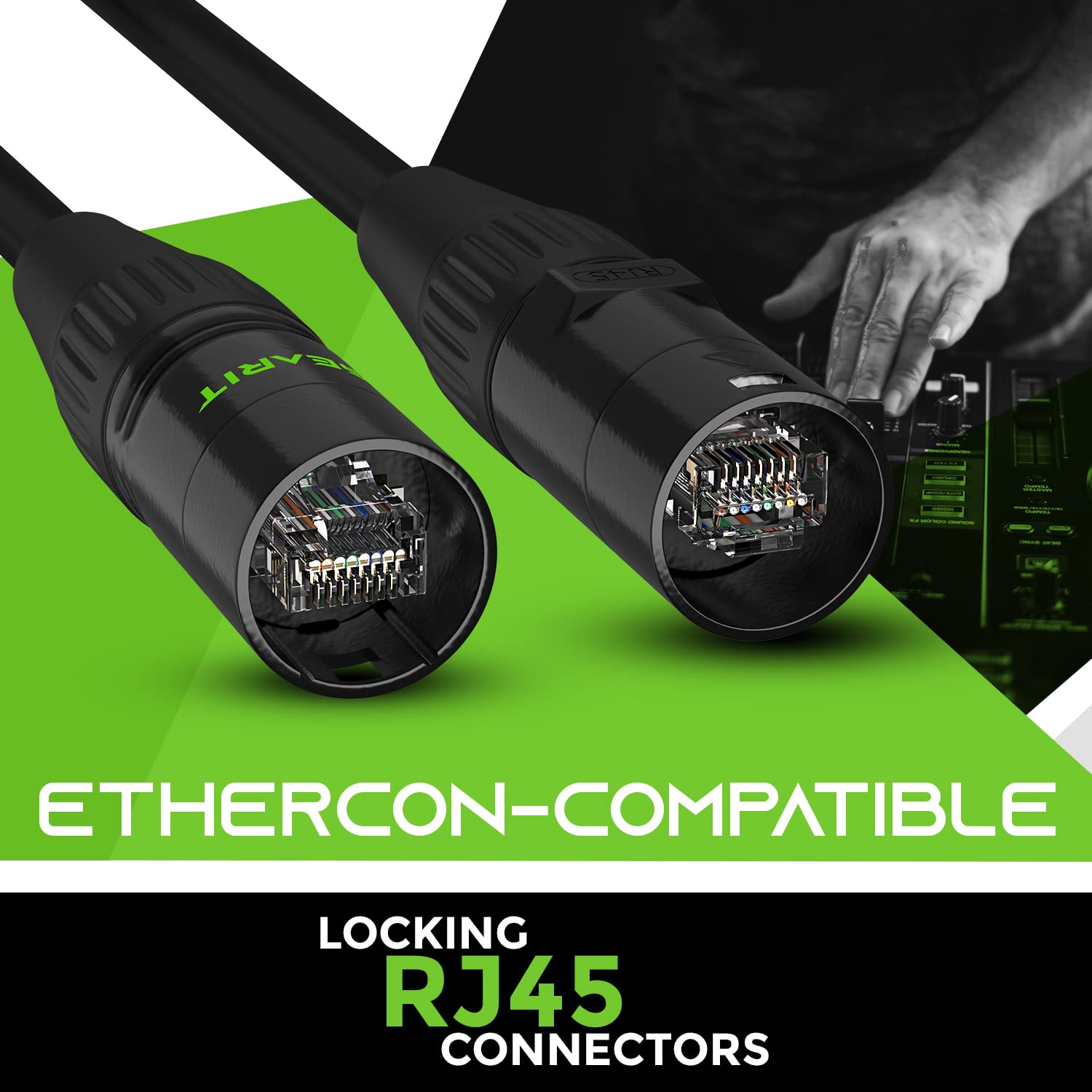 GearIT 30ft Ethernet Cable with EtherCon Connector & 4 Channel Snake - High-Speed Audio/Video Signal Transmission for Live Performances, Studio Recording, and Professional AV Setups