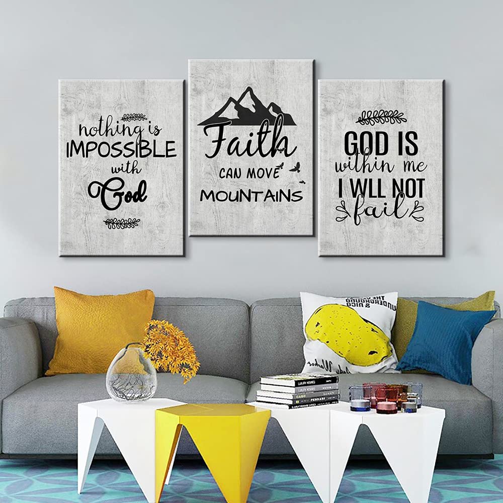 Bible Verses Wall Art - Christian Scripture Decor with 'God is with Me' Quote - Jesus Wall Art for Living Room & Bedroom - Religious Home Decor Poster (20''Wx28''Hx3) - Perfect for Prayer Spaces & Faith-Inspired Interiors
