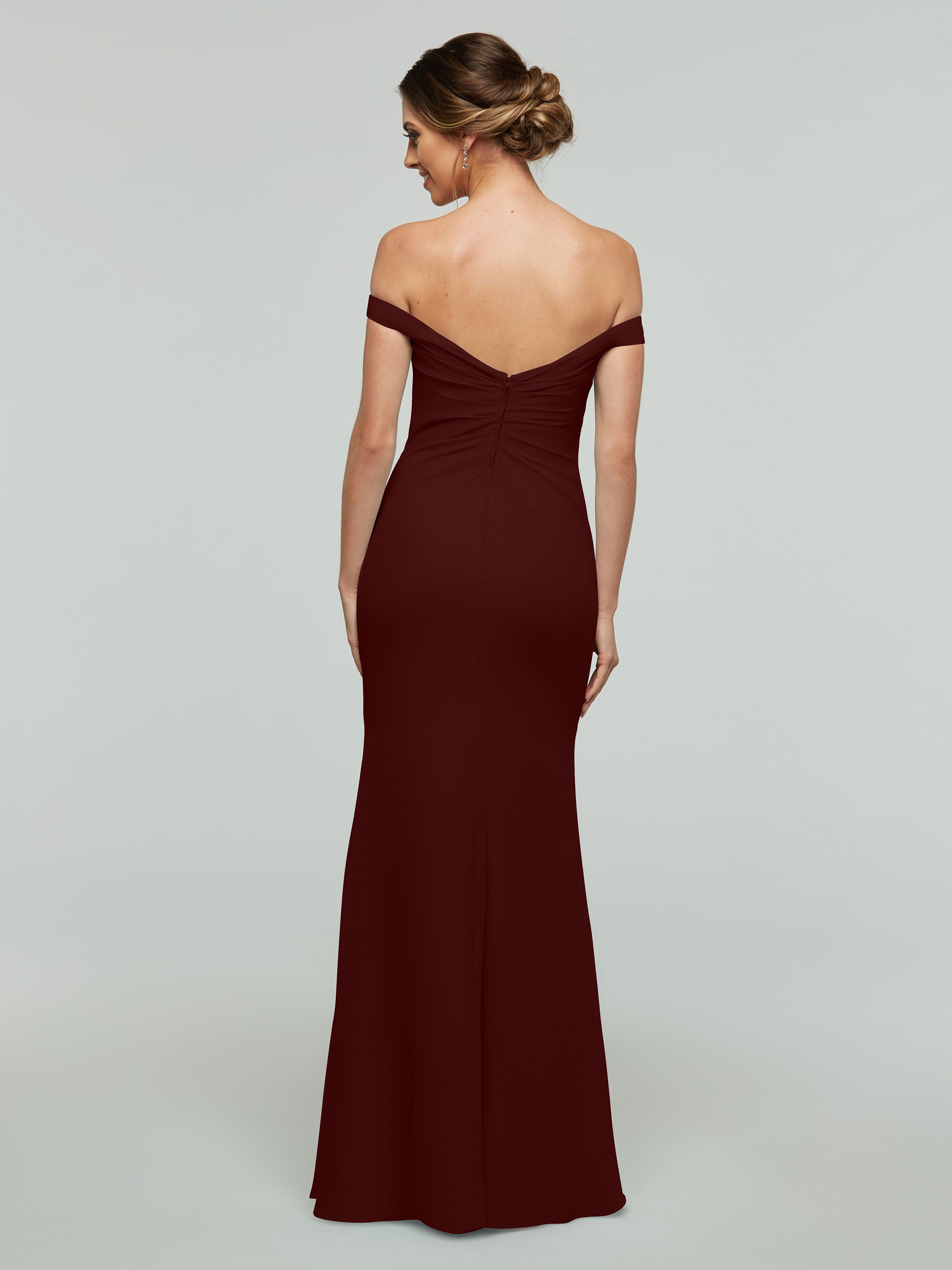 Elegant Off-the-Shoulder Chiffon Bridesmaid Dress with Fit & Flare Silhouette | Perfect for Weddings, Prom & Formal Events