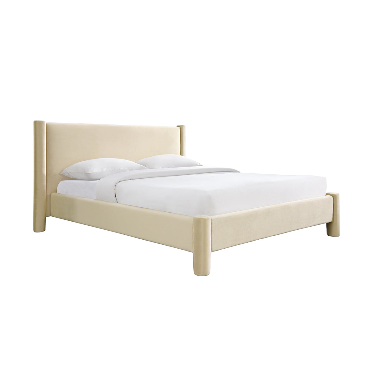 Luxury Estelle Velvet King Size Bed Frame - Soft Desert Velvet Upholstered Headboard - Elegant Bedroom Furniture for Master Suite & Guest Room