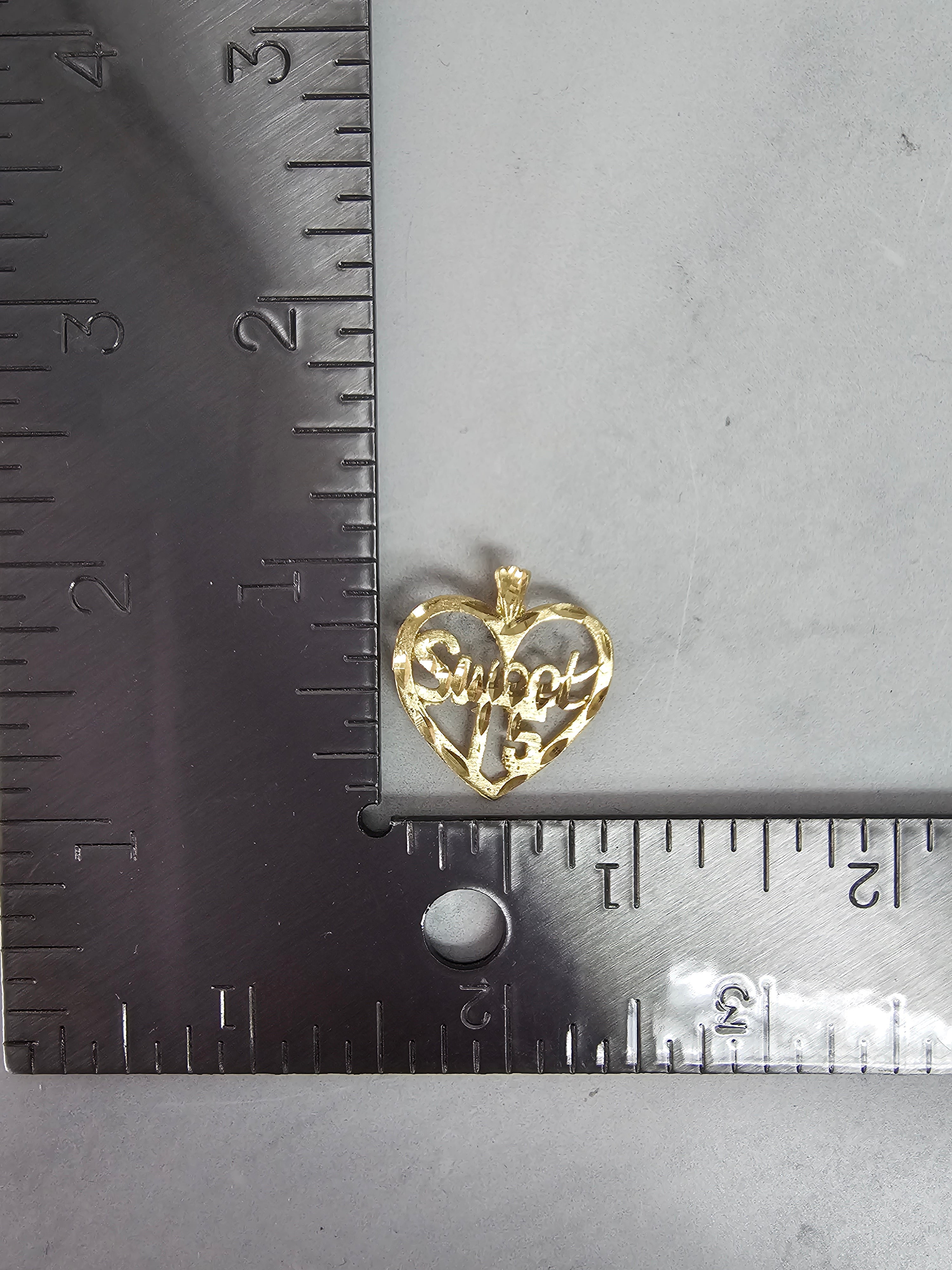 Sweet 15 Heart Shaped Charm Pendant with Diamond Cuts - Perfect for Quinceañera Gifts, Birthdays & Special Occasions