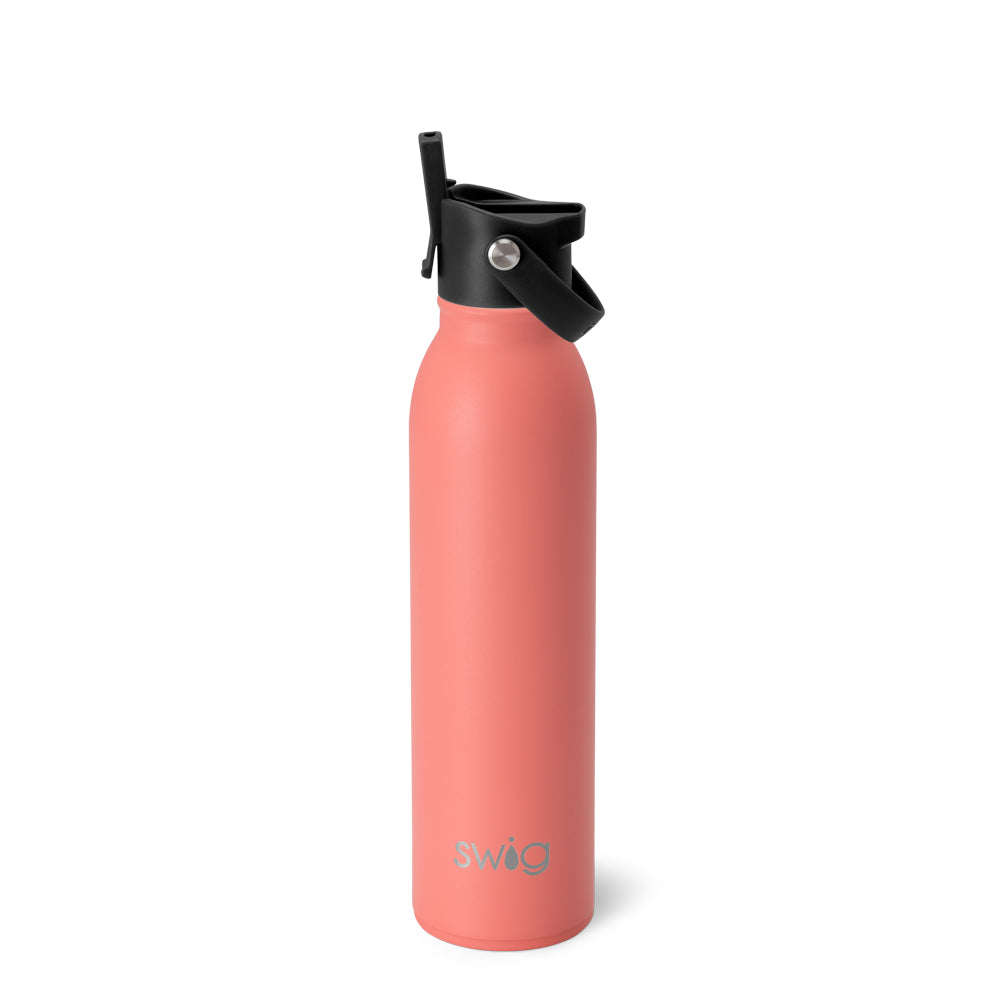20oz Coral Flip + Sip Water Bottle - Leak Proof, BPA Free, Insulated Stainless Steel Tumbler for Hot & Cold Drinks - Perfect for Gym, Office, Travel & Outdoor Activities