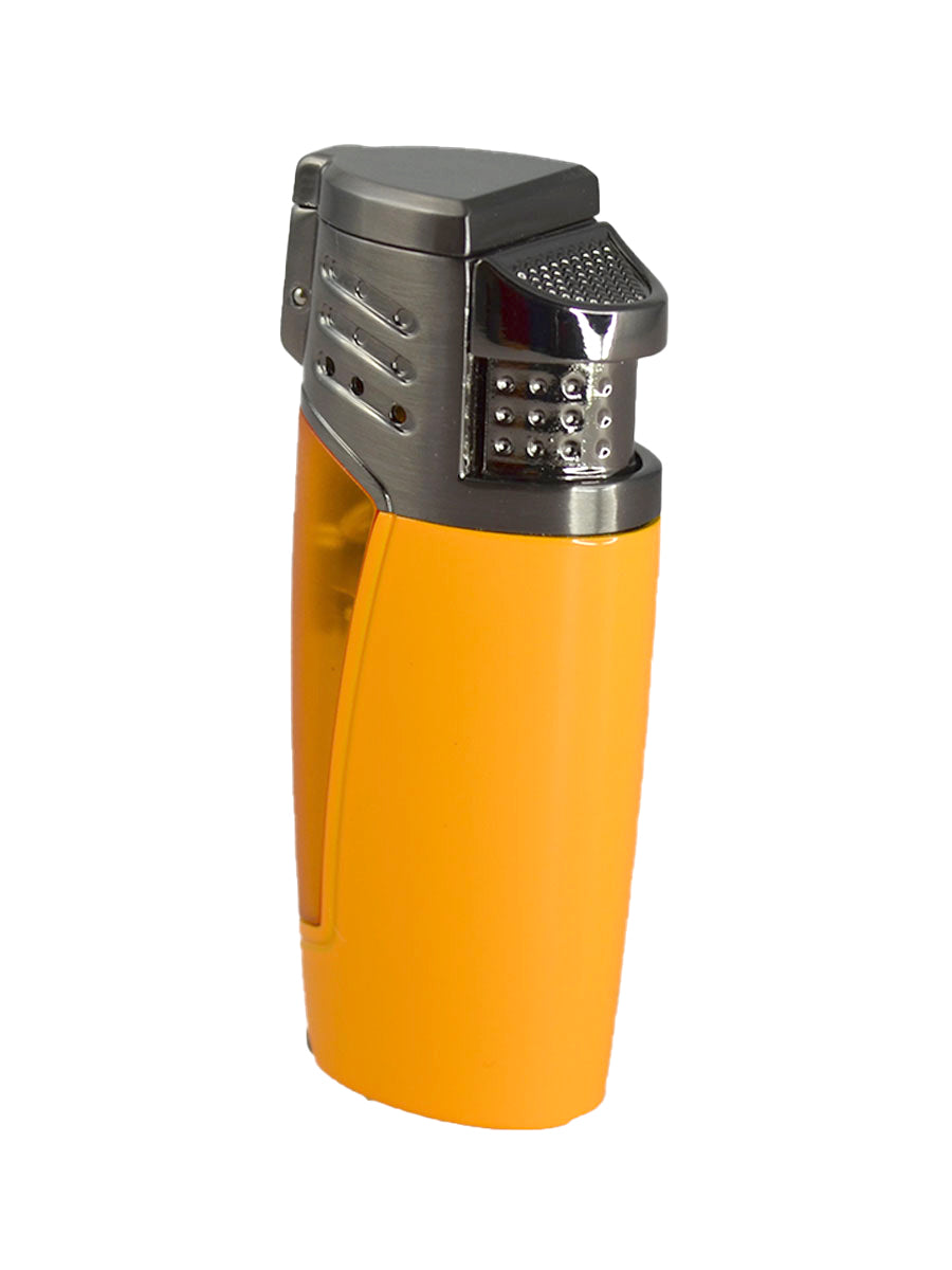 Visol Pyramid Triple Jet Flame Cigar Lighter - Windproof Butane Torch Lighter for Cigars & Cigarettes (Yellow) - Perfect for Outdoor Smoking, BBQ, and Camping