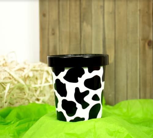 UNIQ 250-Count 16 oz Ice Cream Containers with Cow Print Lids | Eco-Friendly Paper Takeout Containers for Hot & Cold Foods | Perfect for Frozen Desserts, Party Supplies & Restaurant To-Go Orders | Great for Ice Cream Shops, Catering Events & Food Storage