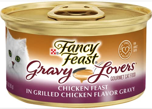 Fancy Feast Gravy Lovers Chicken Wet Cat Food - 3oz Cans (Pack of 30) | Premium Pate for Adult Cats | Perfect for Picky Eaters & Daily Meals