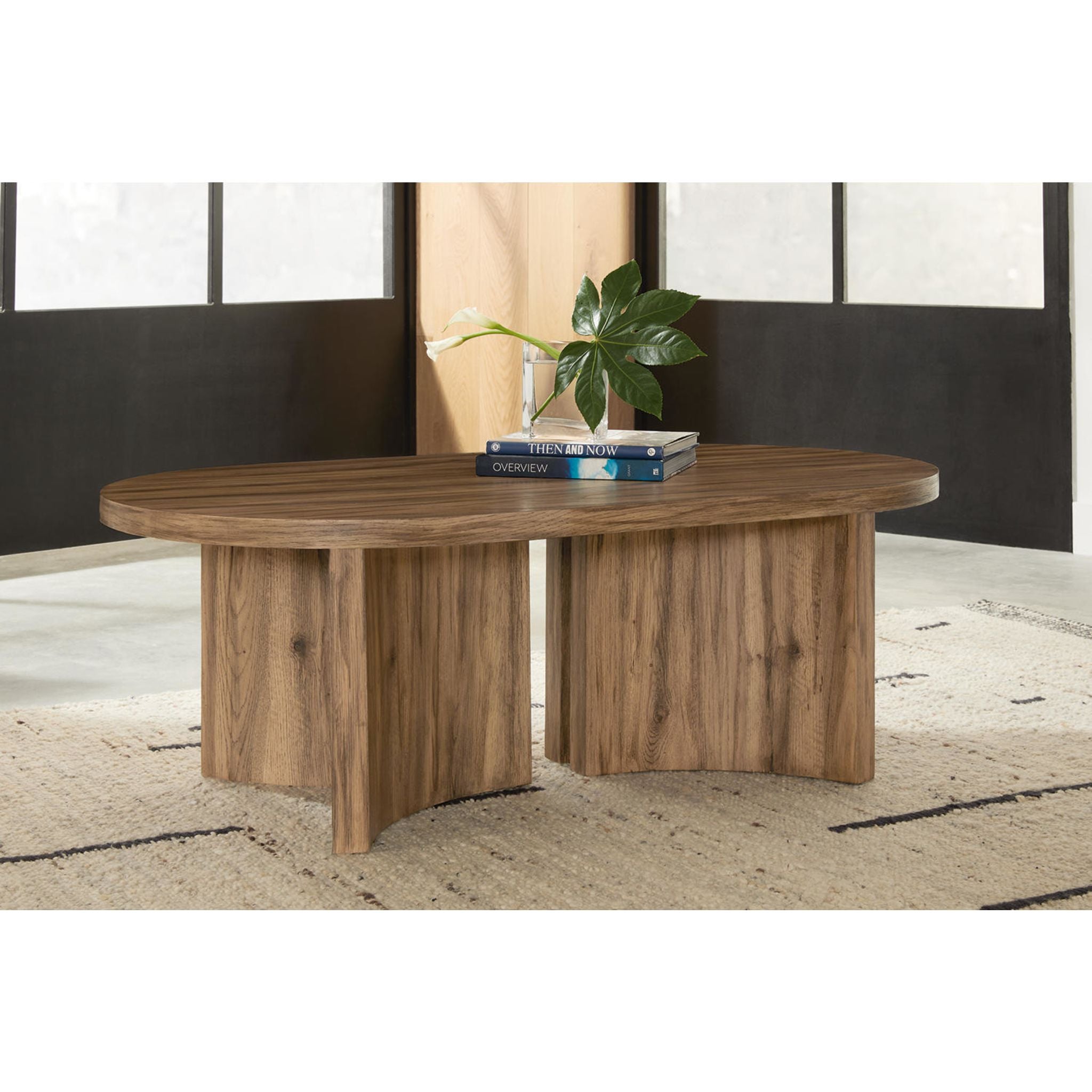 Austanny Modern Coffee Table - Warm Brown Finish, Stylish Living Room Centerpiece for Home Decor & Entertaining Guests
