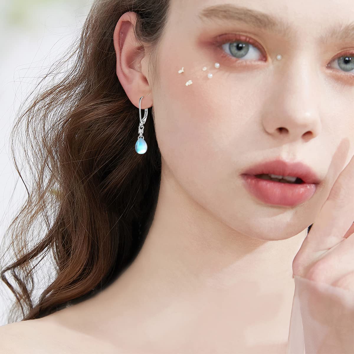 925 Sterling Silver Moonstone Leverback Earrings for Women | Hypoallergenic Moonstone Jewelry | Perfect Birthday Gift & Everyday Elegance