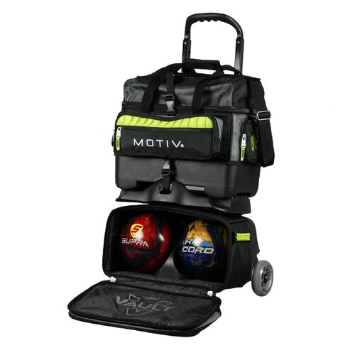 Motiv Vault 4 Ball Roller Bowling Bag - Grey Lime Color - Perfect for League Play & Tournament Travel - Durable Bowling Accessory for Pro & Casual Bowlers