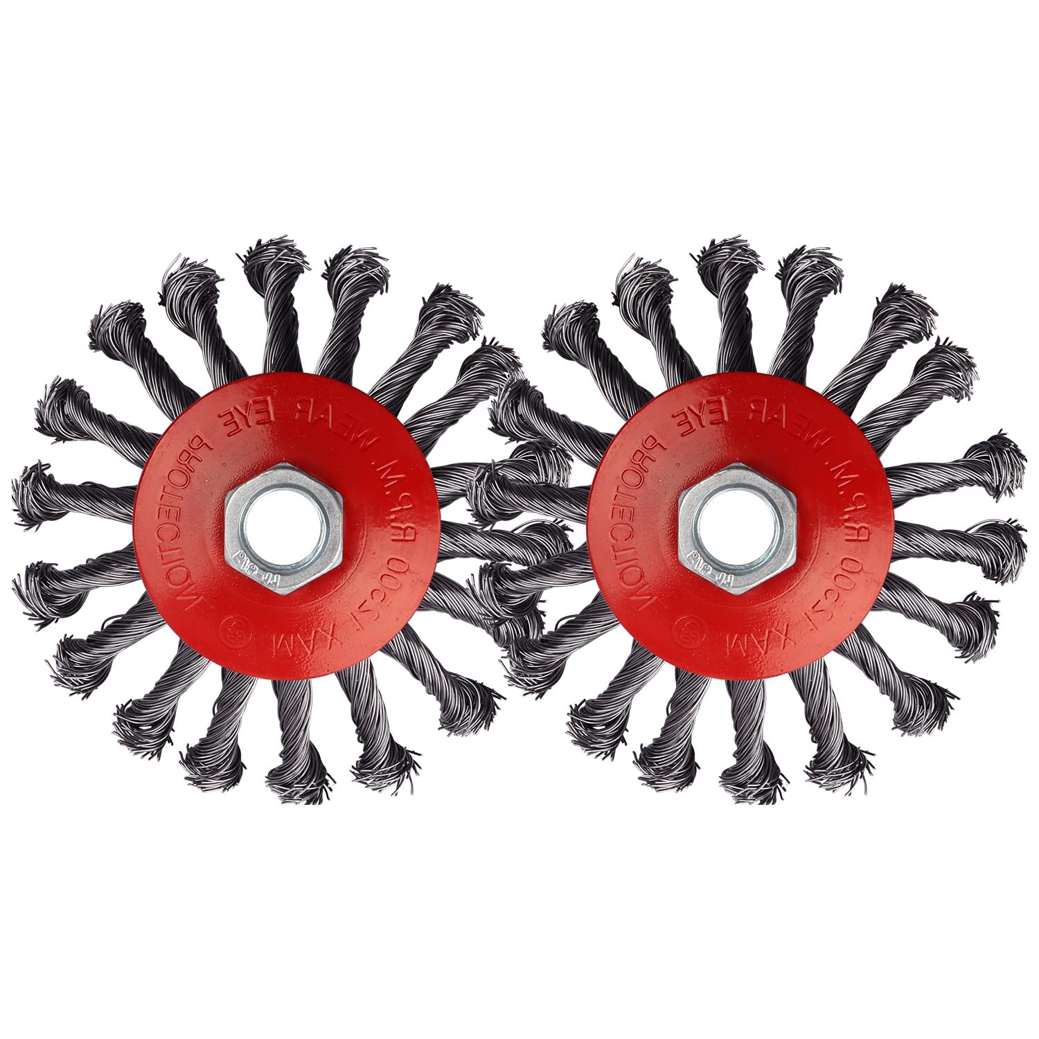2PCS 4 Inch Angle Grinder Wire Wheel Brush Set - Twist Knotted Coarse Crimped Wire Brush with 5/8