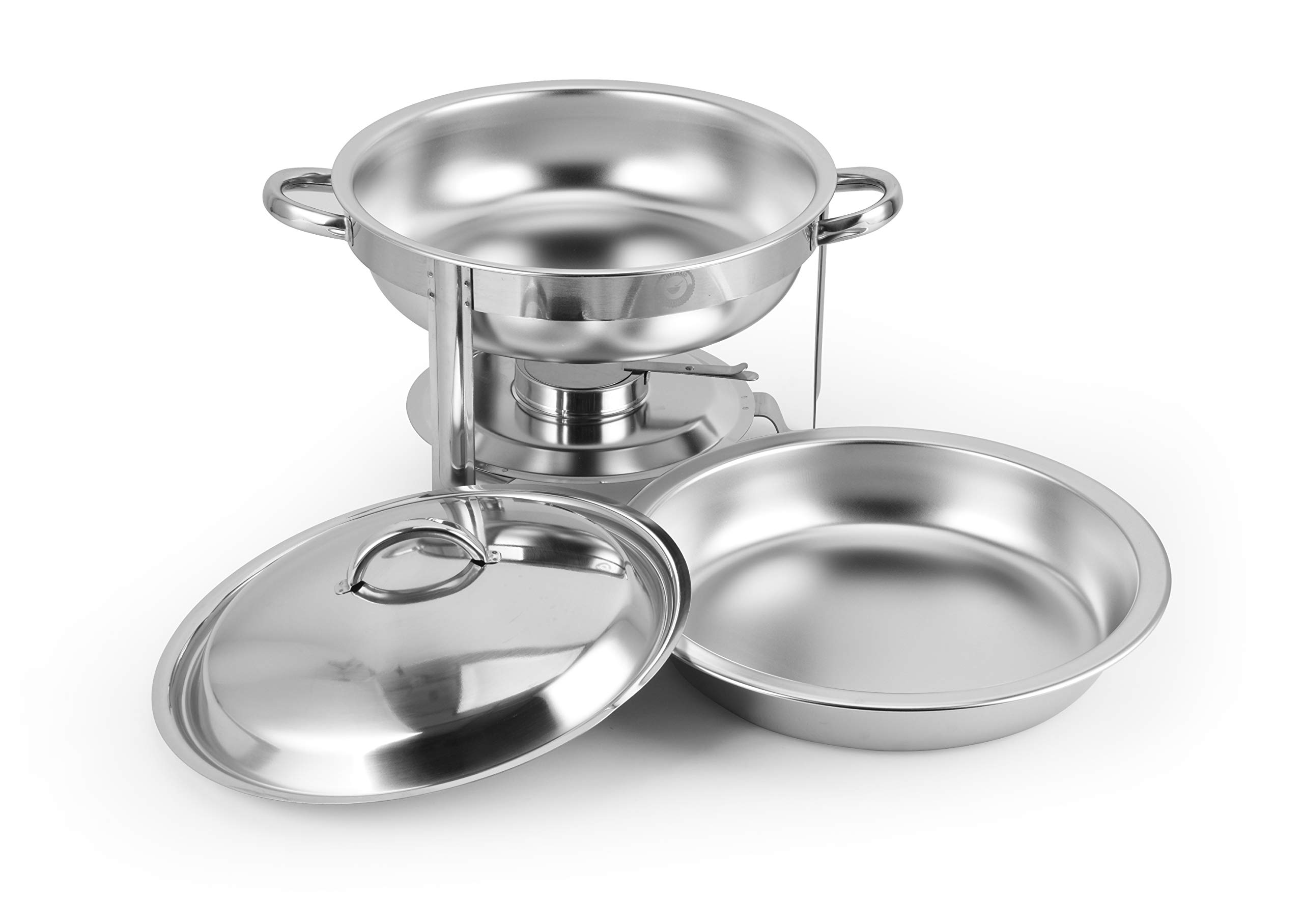 2-Pack Stainless Steel Round Chafing Dish Buffet Set - 4 Quart Capacity Each - Perfect for Catering, Buffets, and Party Food Serving