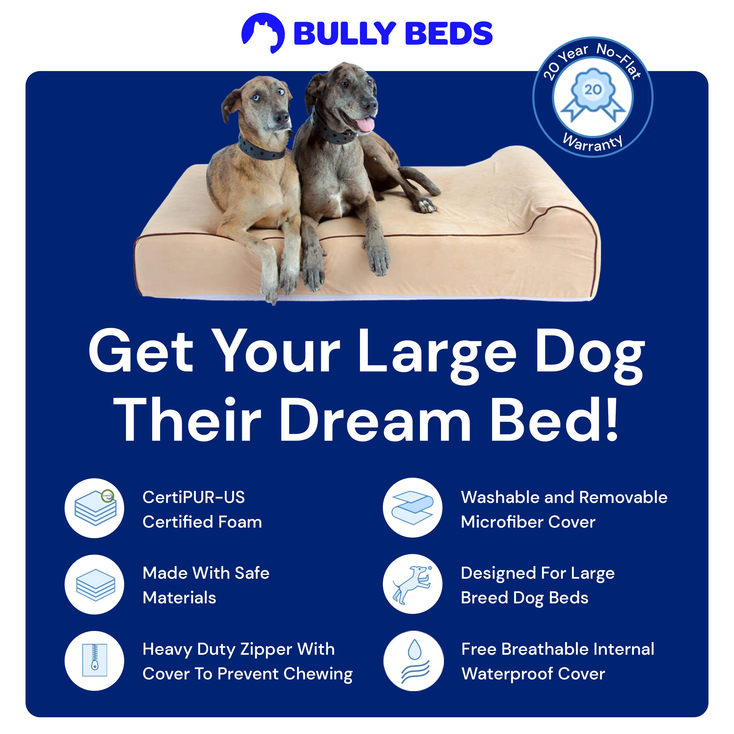 Orthopedic Memory Foam Dog Bed for Large Dogs - Supportive Pet Bed for Arthritic, Elderly & Senior Dogs with Joint Pain - Waterproof & Machine Washable Dog Mattress (48