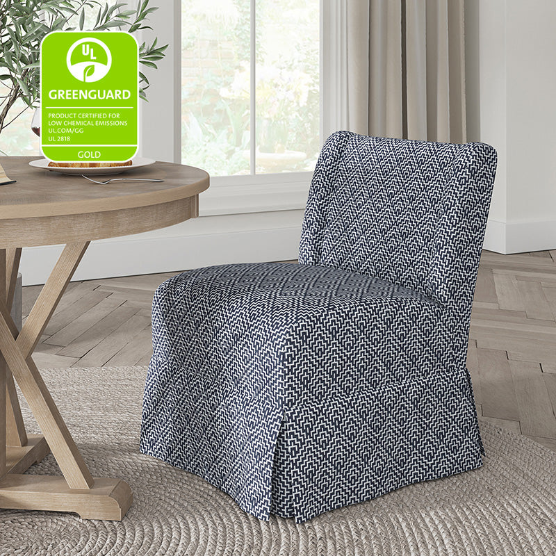 Ellmar Slipper Chair with Washable Slipcover & Solid Wood Legs - Comfortable Accent Chair for Living Room, Bedroom or Office - Perfect Reading Chair & Lounge Seat for Small Spaces