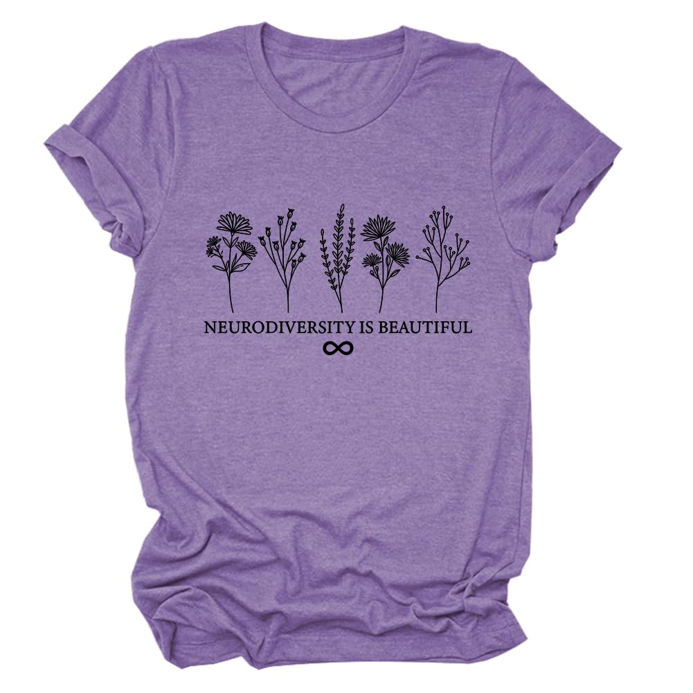 Neurodiversity is Beautiful Autism Awareness T-Shirt - Wildflower Print Women's Tee for Autism Moms & SPED Teachers | Casual Wear, Fundraising Events & Teacher Appreciation Gifts