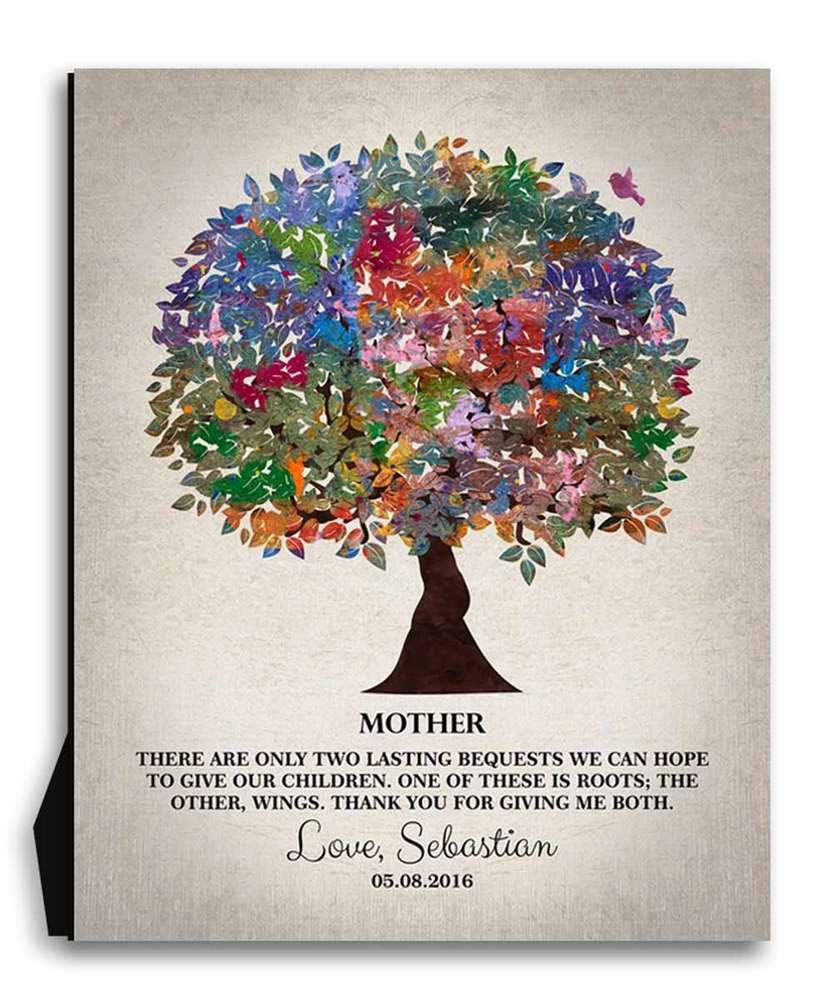 8x10 Metal Art Print - Thank You Gift for Mom, Lasting Bequests with Roots and Wings Design - Includes Deluxe Velvet Tabletop Stand & Gift Wrapping (LTC-M1219) - Perfect for Home Decor, Office Desk, or Heartfelt Gift Giving