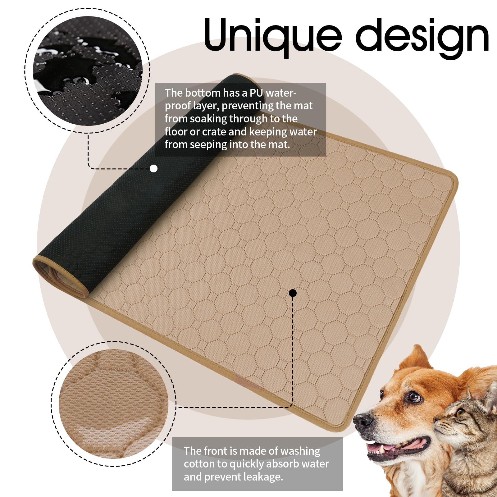 Washable Reusable Dog Training Pads with Non-Slip Silicone Mat - Leak Proof Pet Pee Pad Holder for Puppy Housebreaking, Crate & Kennel Use - Floor Protection for Indoor Dogs & Puppies (Great for Apartments, Travel & Nighttime Potty Training)