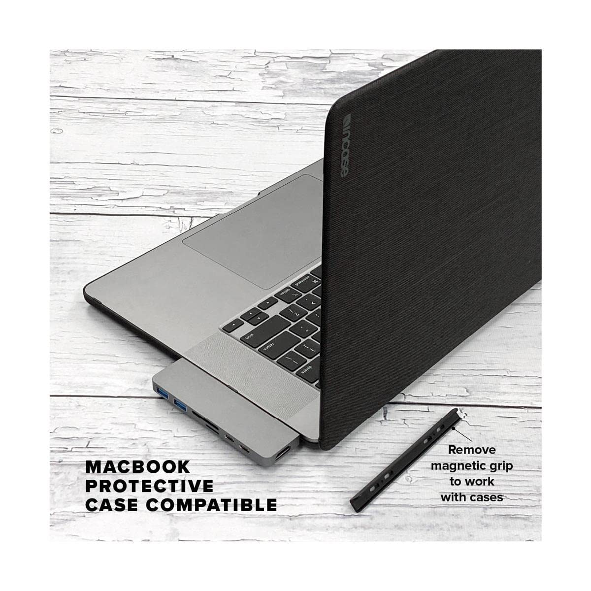 HyperDrive Duo 7-in-2 USB-C Hub for MacBook Pro/Air - Thunderbolt 3 (40Gbps), 100W PD Charging, 4K60Hz HDMI, USB-A 3.1, SD/MicroSD Reader - Magnetic Silver Adapter | Perfect for Home Office, Remote Work & MacBook Pro/Air Accessories