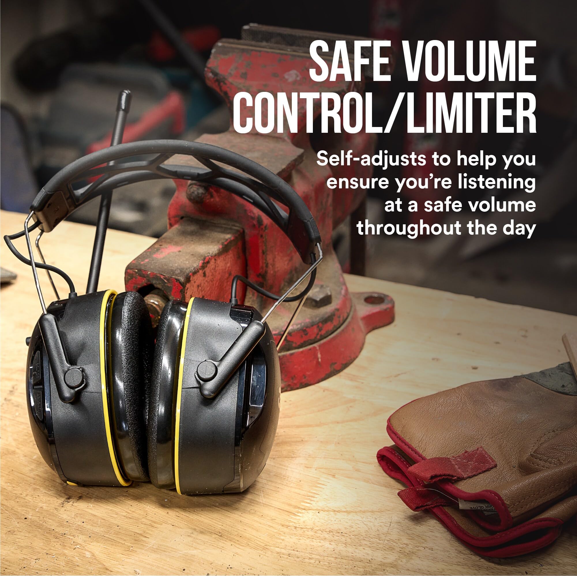 3M WorkTunes Connect AM/FM Wireless Hearing Protector with Bluetooth Technology - 26 dB NRR Noise Canceling Headphones for Construction, Woodworking & Lawn Mowing Safety Gear