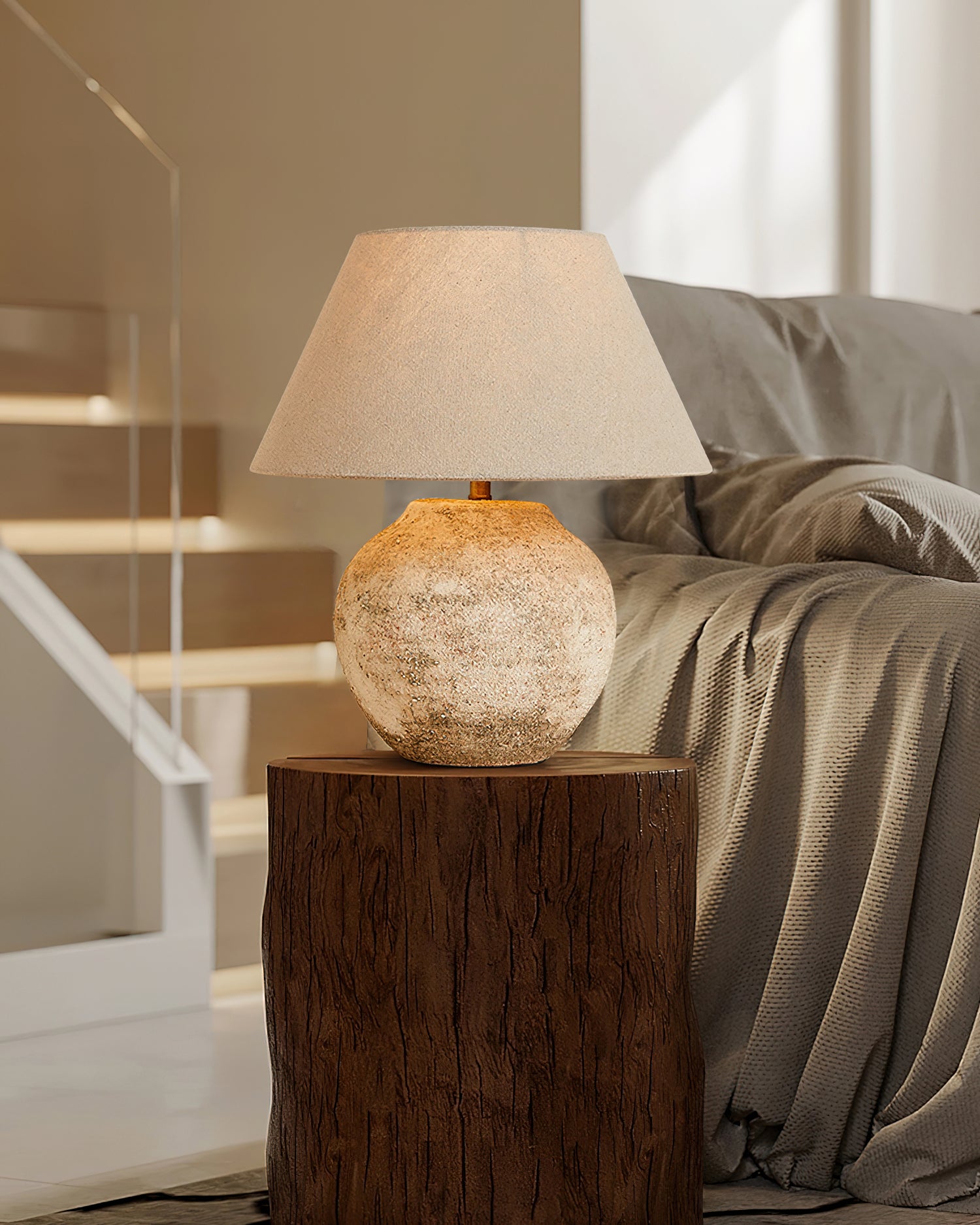 Modern Desert Sand Table Lamp - Warm White LED Bedside Light for Living Room, Bedroom & Office Decor