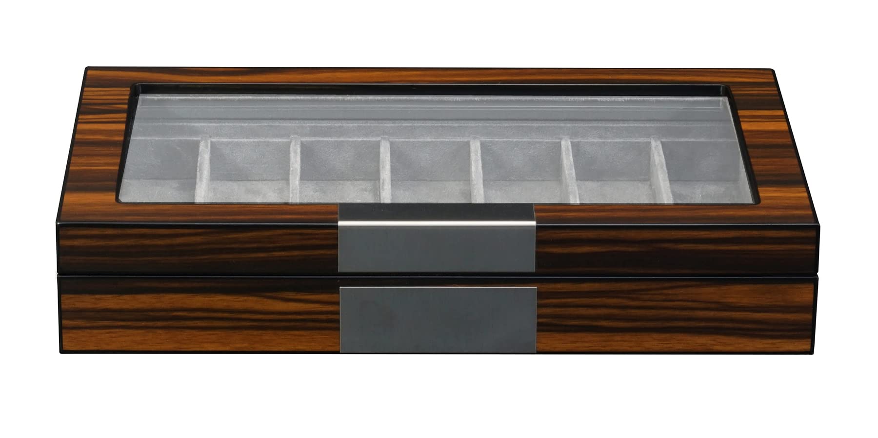 Premium Walnut Wood Watch Band Storage Case with Glass Top & Stainless Steel Hinges - Display Organizer for Smartwatch Bands, Oversized Watch Straps - Perfect for Watch Collectors & Luxury Watch Storage at Home or Office