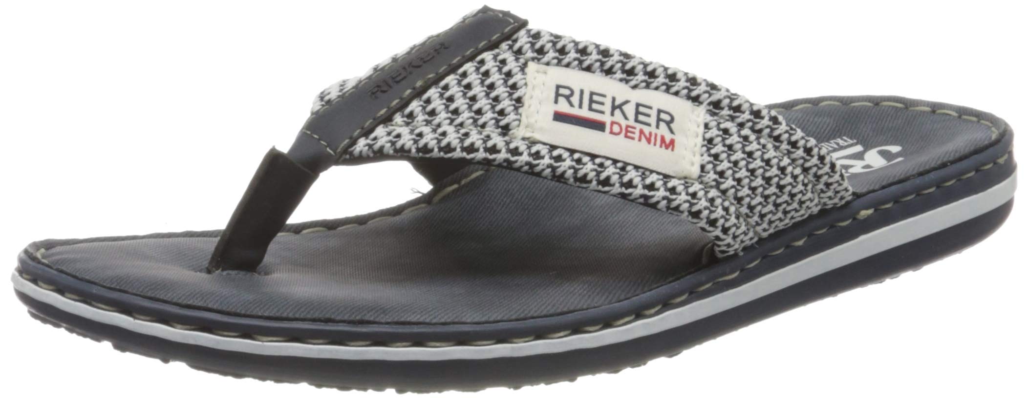 Rieker Men's Comfortable Flip Flop Sandals - Navy Blue & White | Lightweight & Breathable for Beach, Pool & Summer Vacations
