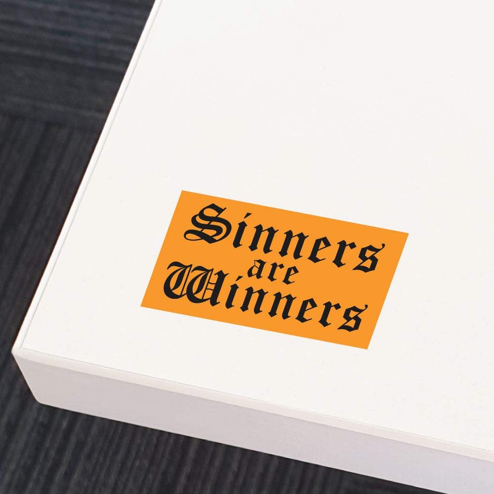 Edgy Sinners Are Winners Sticker Decal - Punk Rock Grunge Design for Laptop, Luggage, Car, Vinyl & Travel Accessories - Perfect for Music Lovers & Tattoo Enthusiasts