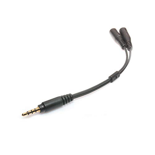 3.5mm Stereo Audio Male to 2 Female Headset Mic TRRS Y Splitter Cable Adapter - Dual Headphone & Microphone Splitter for Gaming, Streaming & Conference Calls