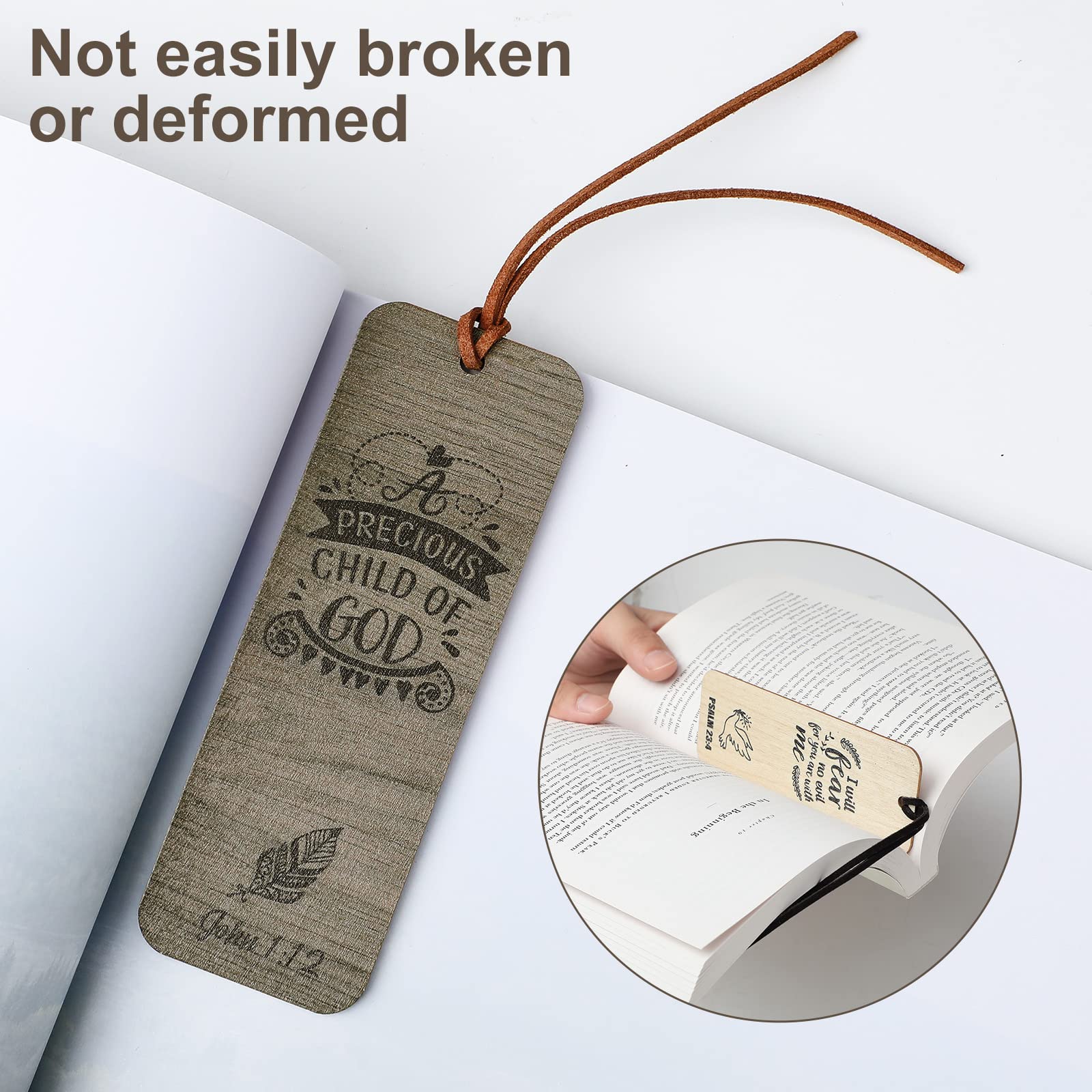 Chunful 20-Piece Wooden Christian Bible Verse Bookmarks - Religious Scripture Gifts for Baptism, Women & Men (5 x 2 Inches) - Perfect for Christmas, Bible Study & Inspirational Gifting