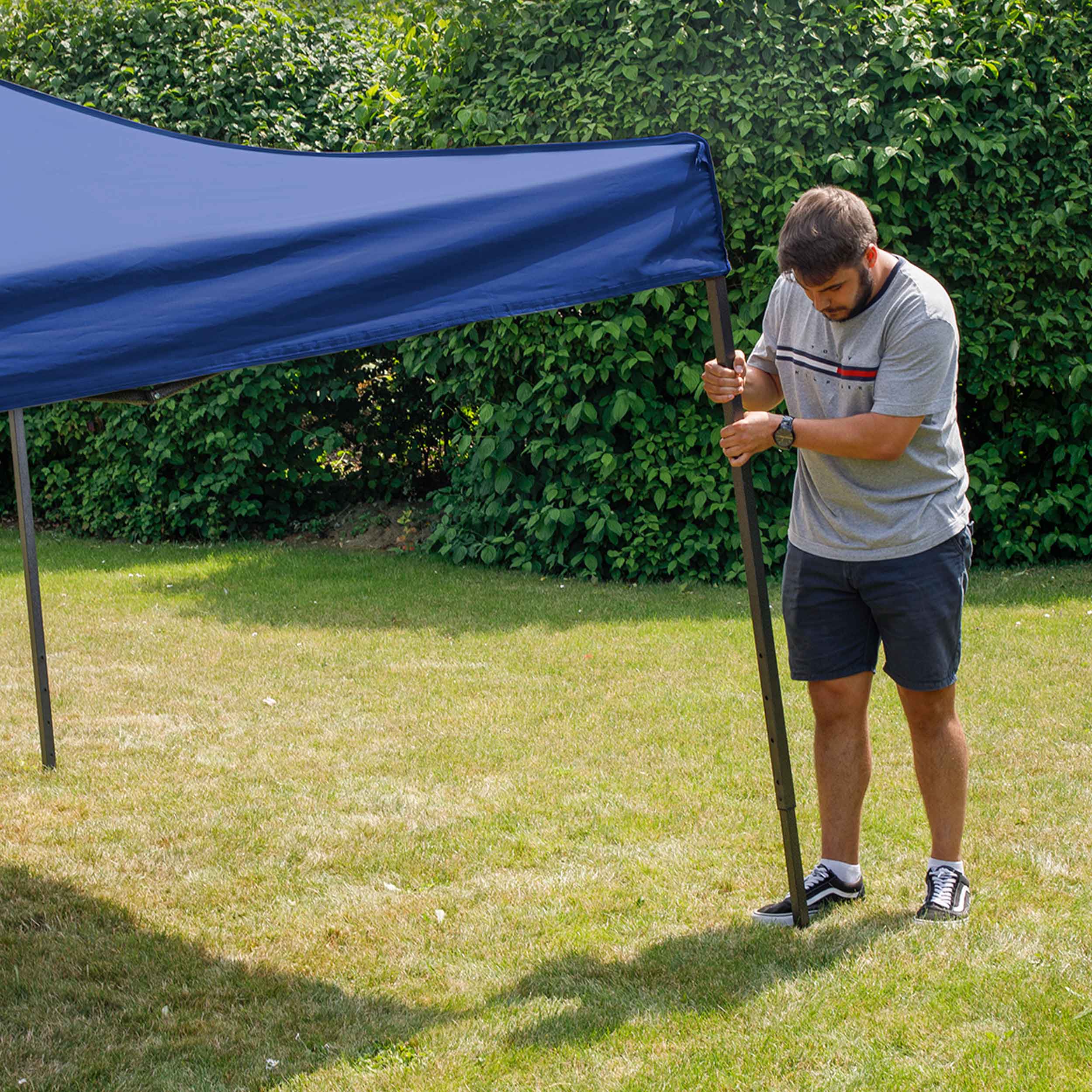 Premium 3x3m Pop Up Gazebo Tent with Waterproof Canopy - Includes Carry Bag, Stakes & Weight Bags - Portable Outdoor Shelter for Camping, Beach, Picnics & Backyard Parties (Blue, DG131)