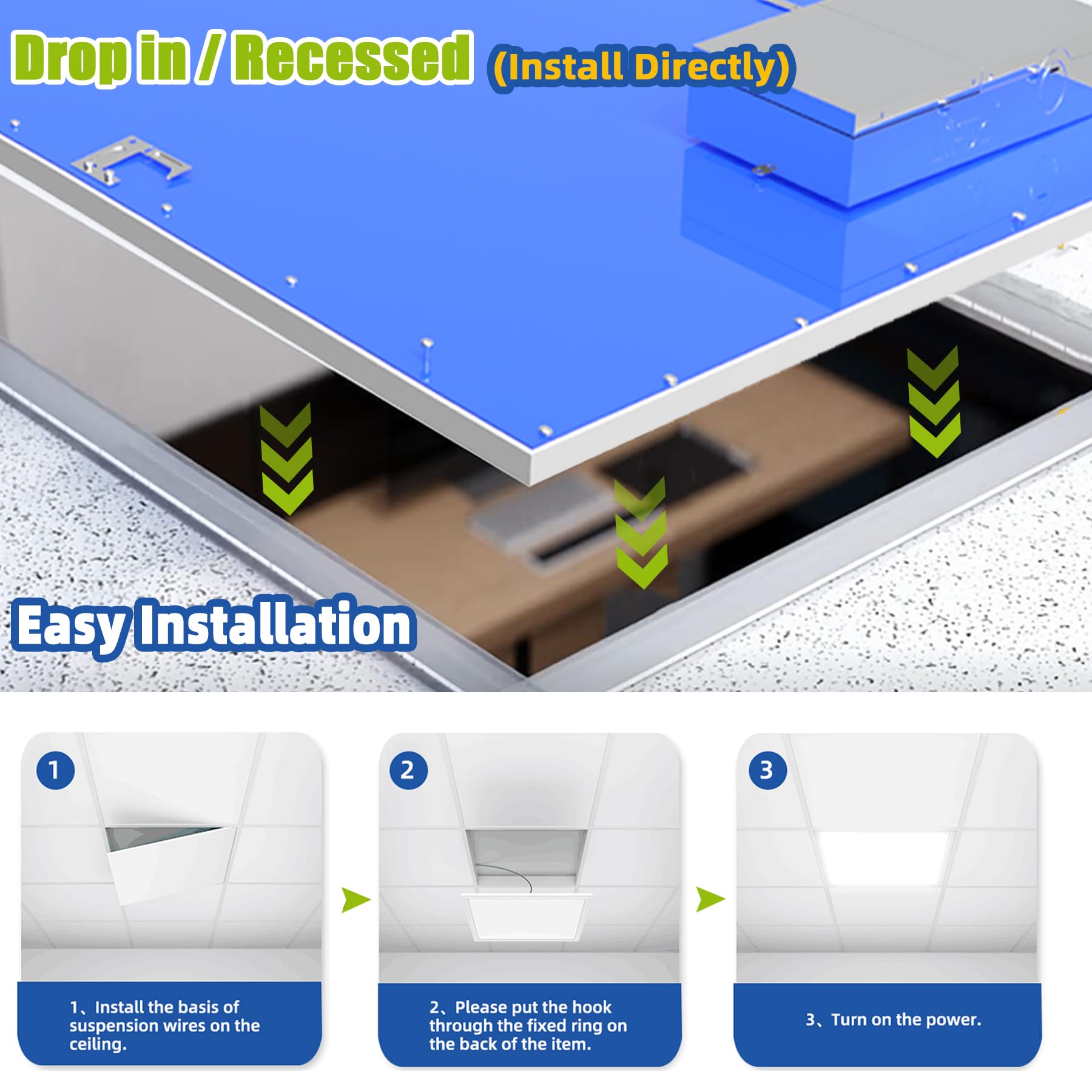 4 Pack 2x2 LED Flat Panel Lights - 45W 5800LM Dimmable Drop Ceiling Fixtures, 5000K Daylight White, Edge-Lit Recessed Troffer for Office & Commercial Spaces - ETL Certified - Perfect for Offices, Schools, and Retail Stores