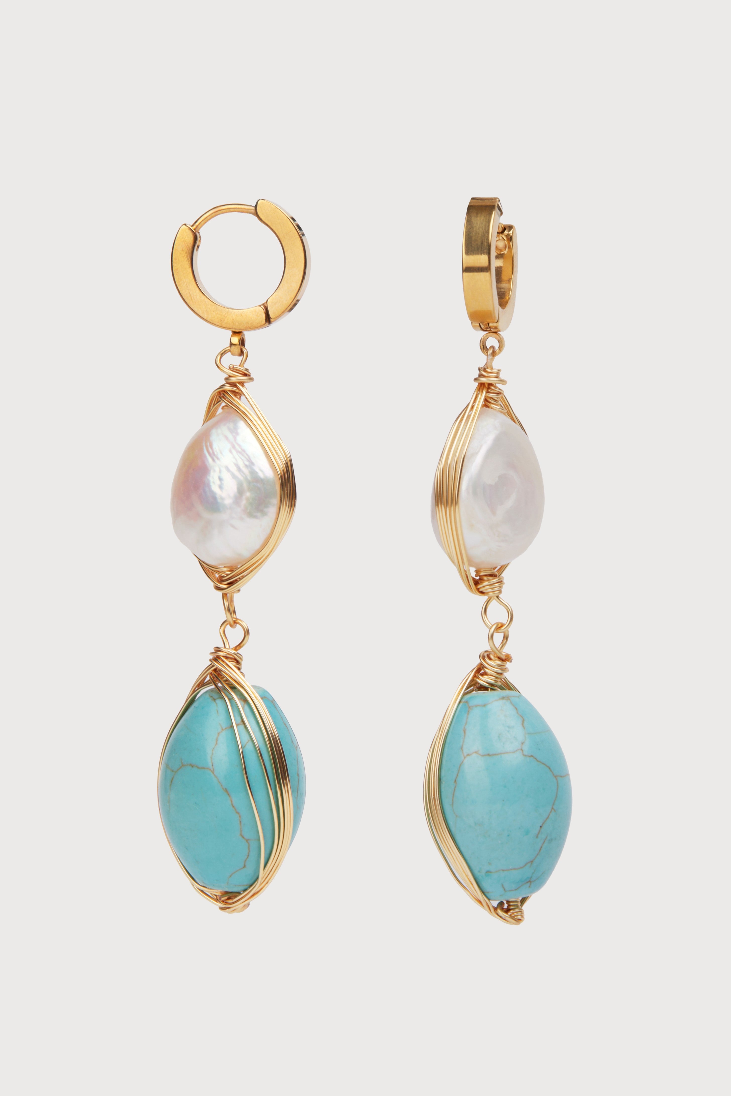 Exquisite Turquoise Baroque Pearl Dangle Earrings for Women | Handmade Boho Jewelry | Perfect for Weddings, Parties & Special Occasions