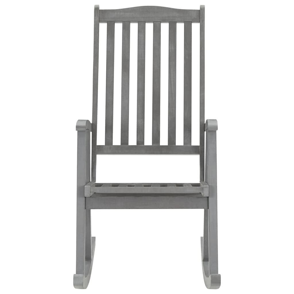 vidaXL Indoor Outdoor Rocking Chair - Solid Acacia Wood Gray Weatherproof Patio Furniture - High Back Design with Anthracite Cushions - Perfect for Porch, Garden & Living Room Relaxation