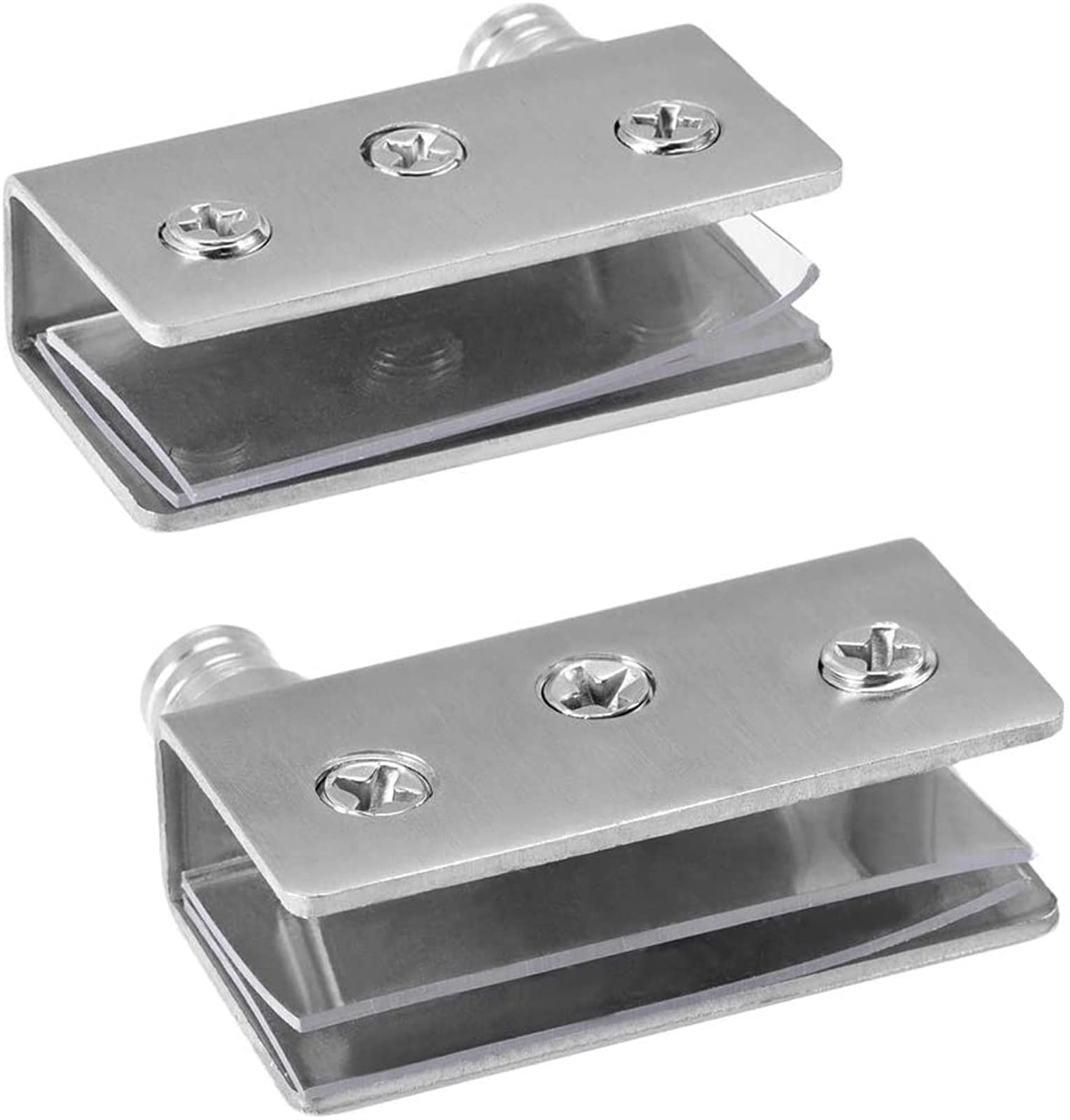 Stainless Steel Adjustable Glass Door Hinges - 8-10mm Thickness for Internal Doors, Kitchen Cabinets, Wardrobes & Cupboards - 52x16x26mm Pivot Hinge Clamp (1 Pair) - Perfect for Modern Home, Office & Commercial Spaces