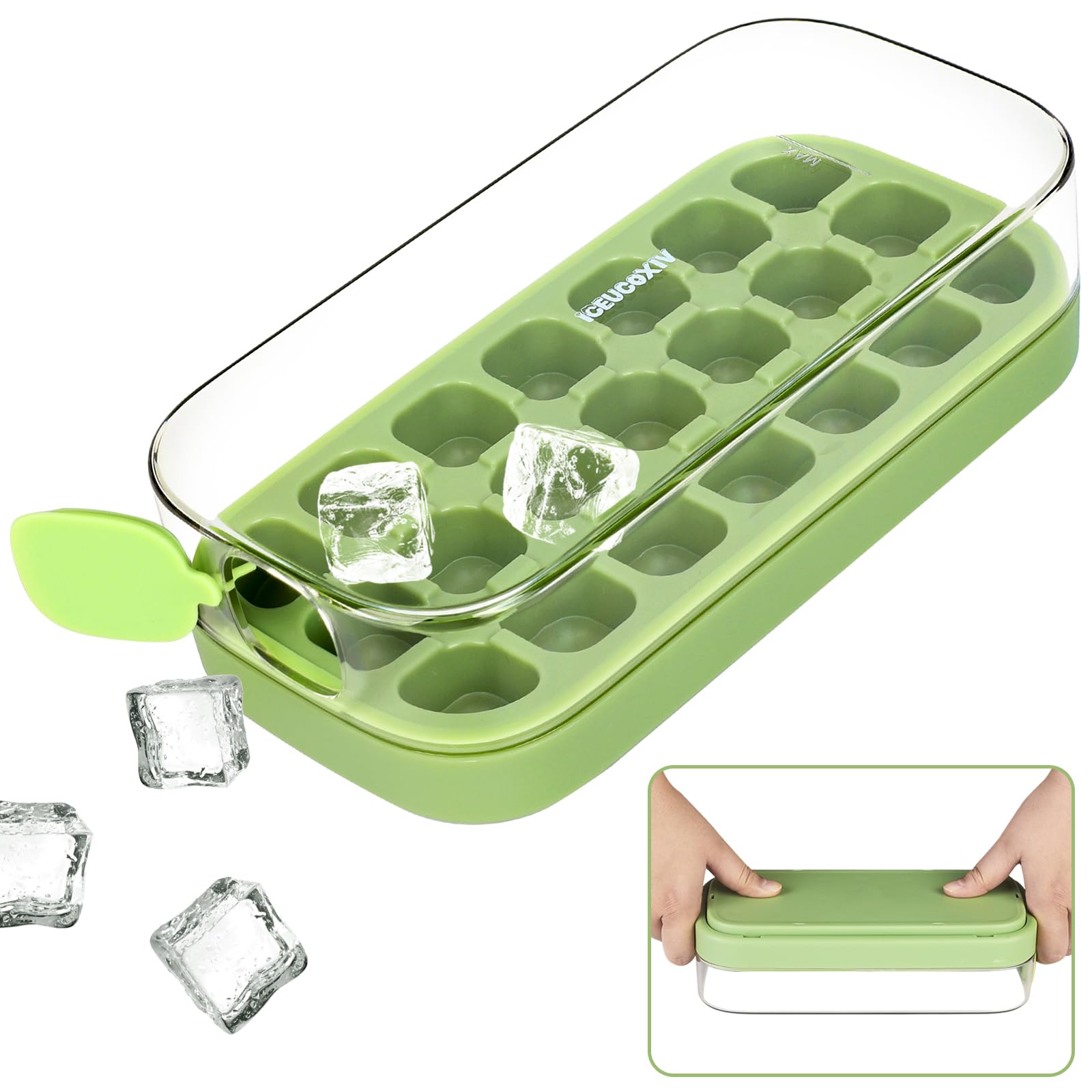 Silicone Ice Cube Tray Set - 21 Pieces Easy Release Ice Molds for Freezer - Perfect for Cocktails, Tea, Coffee, Whiskey & Beverages - BPA-Free Flexible Ice Cube Maker for Home & Party Use