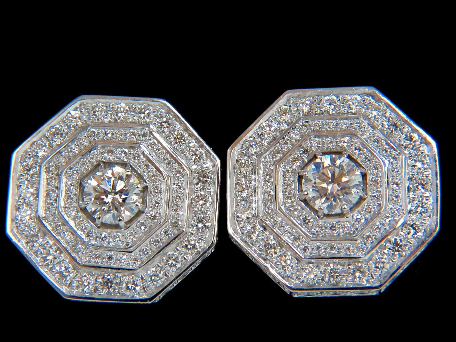 4.00CT Octagonal Step Cut Diamond Bead Set Clip-On Earrings in 18KT Gold - Perfect for Weddings, Parties & Special Occasions