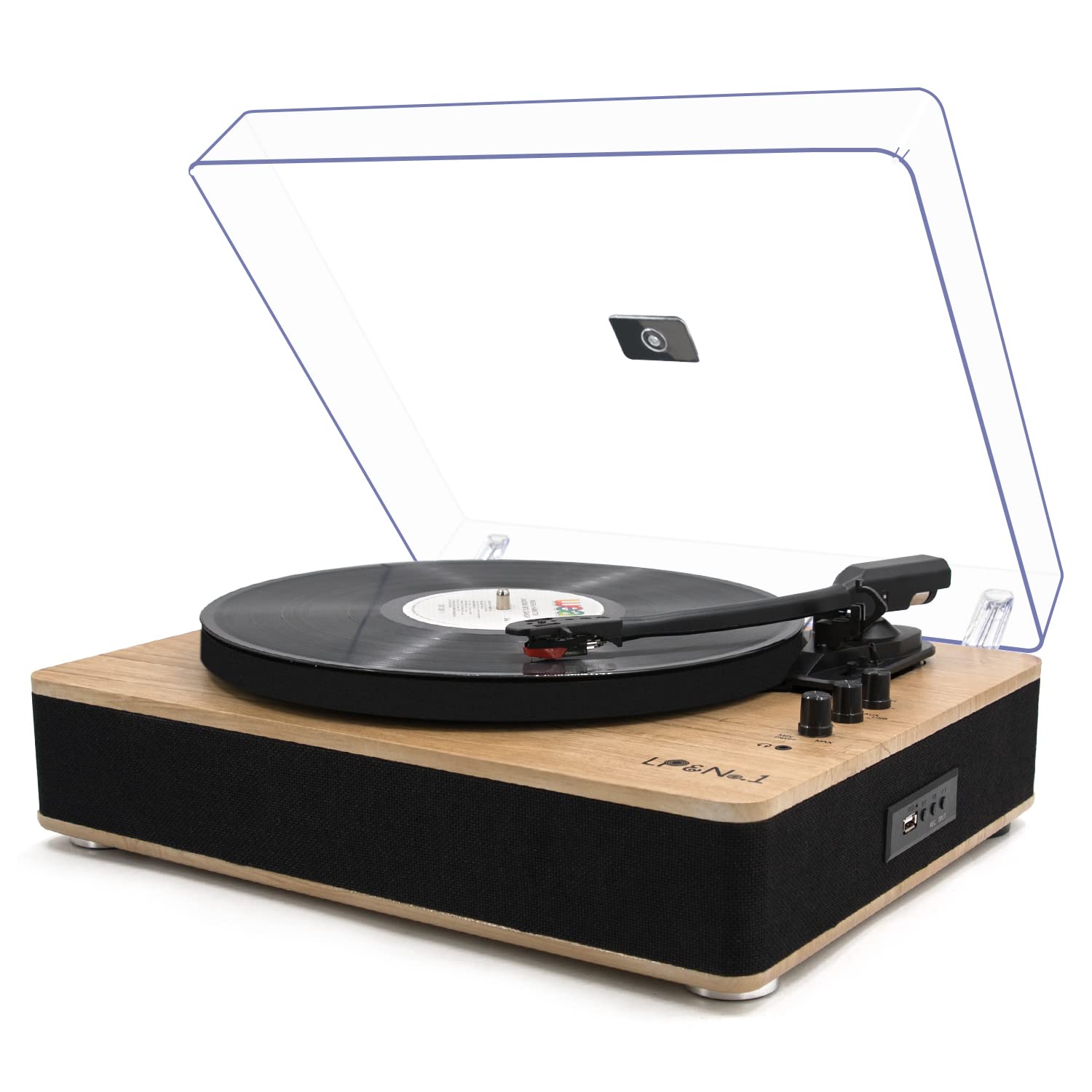 3-Speed Belt-Drive Vinyl Record Player with Dual External Stereo Speakers - Vintage Wooden Turntable with Built-in Speakers (Yellow) | Perfect for Home Entertainment, Parties & Retro Music Lovers