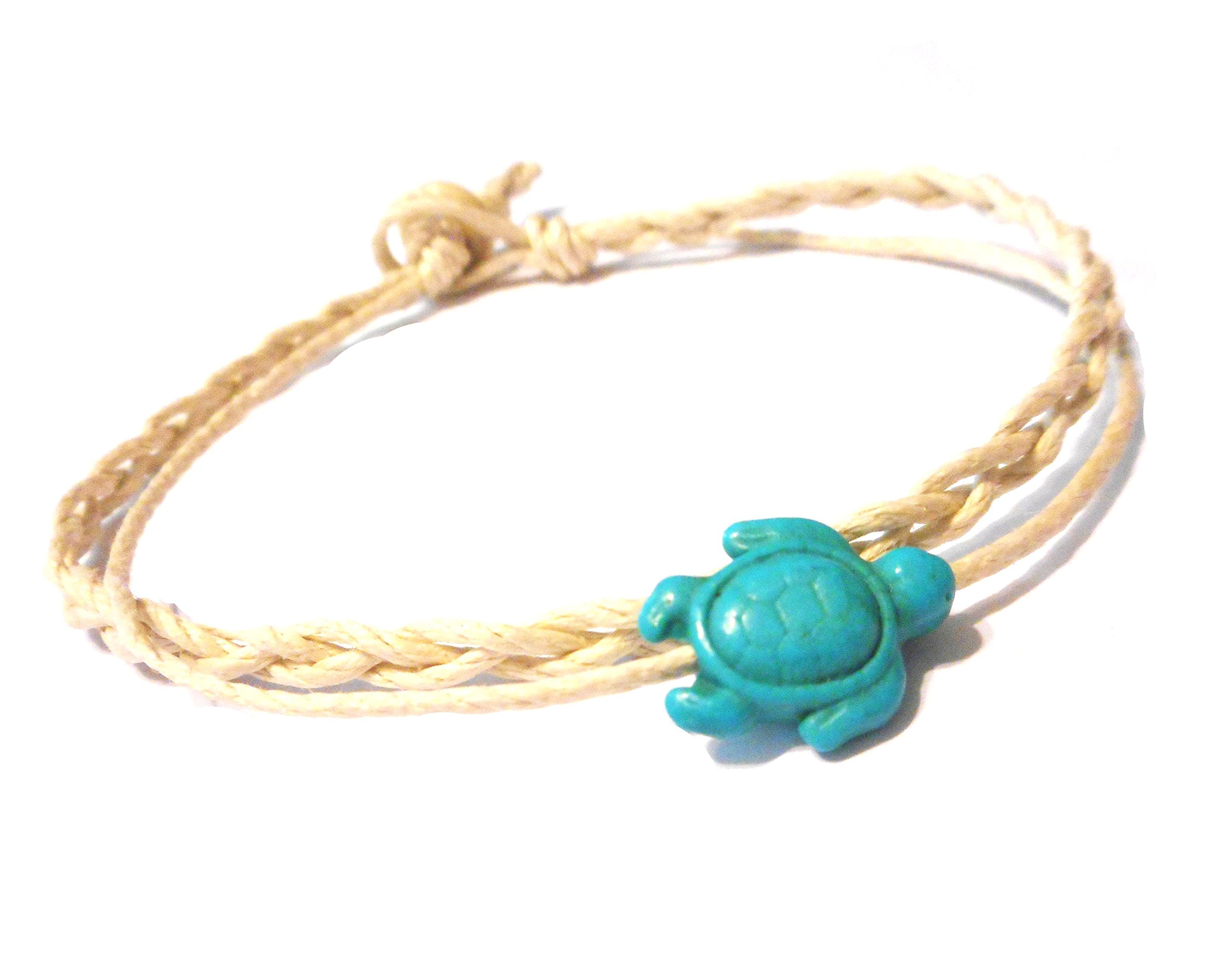 Turtle Beach Hemp Anklet & Bracelet Set - Adjustable Natural Fiber Ankle & Wrist Jewelry for Men & Women | Perfect for Beach, Festival & Boho Style Outfits
