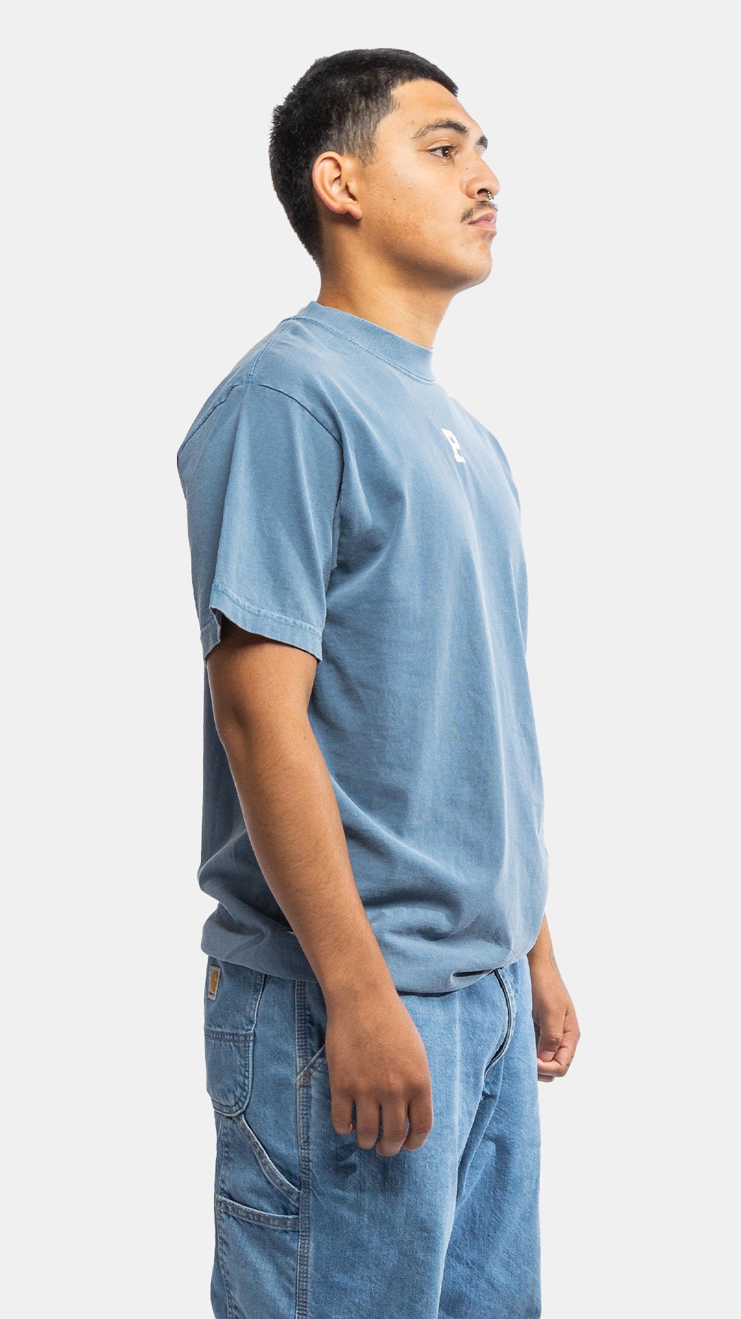 Heavy Knit Centerpiece T-Shirt - Soft Denim Wash for Women | Casual Everyday Wear & Layering Outfits