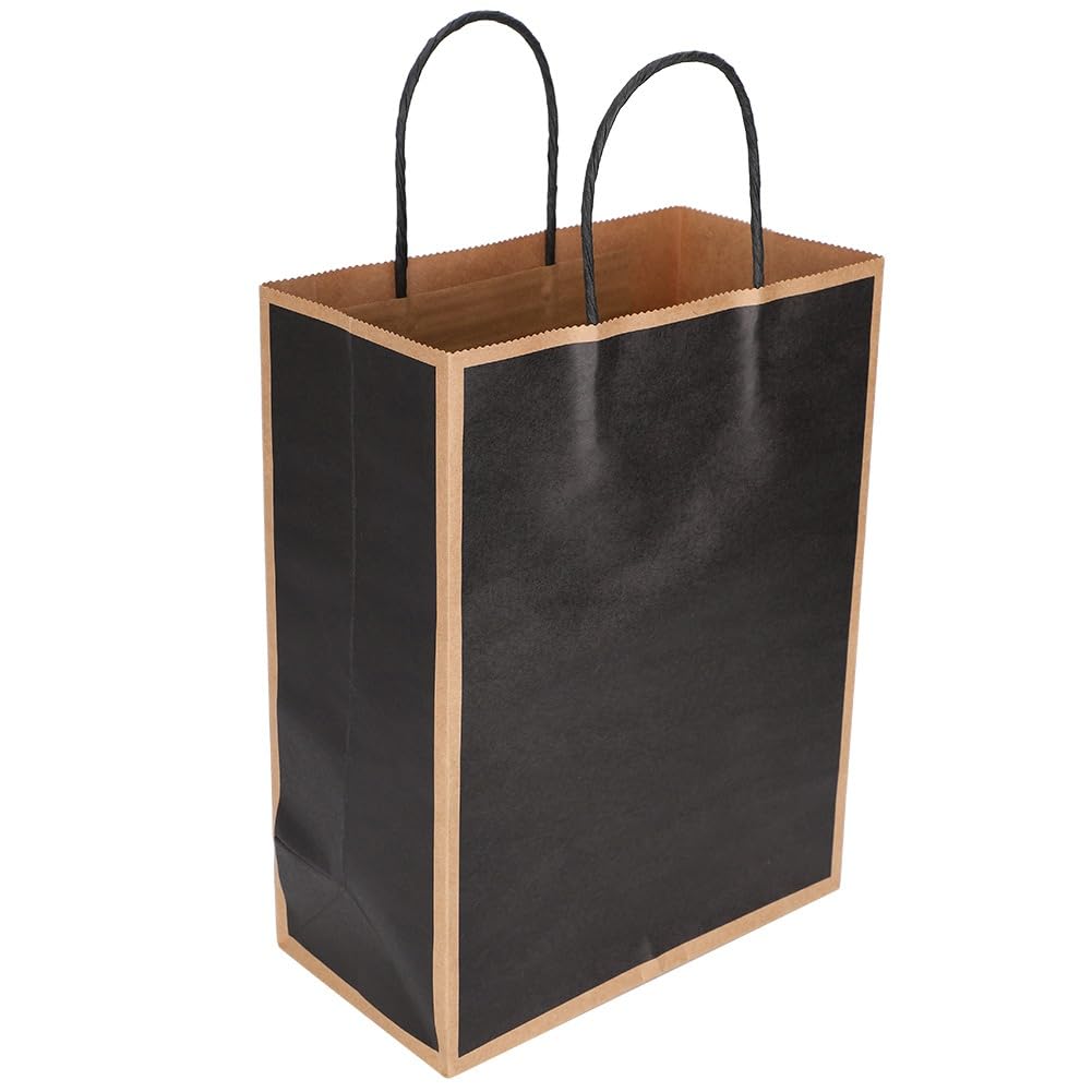 SATYAM KRAFT 6-Pack Black Paper Gift Bags with Handles (27x21cm) - Perfect for Valentine's Day, Weddings, Birthdays & Party Favors | Eco-Friendly Goodie Bags for Return Gifts & Seasonal Greetings