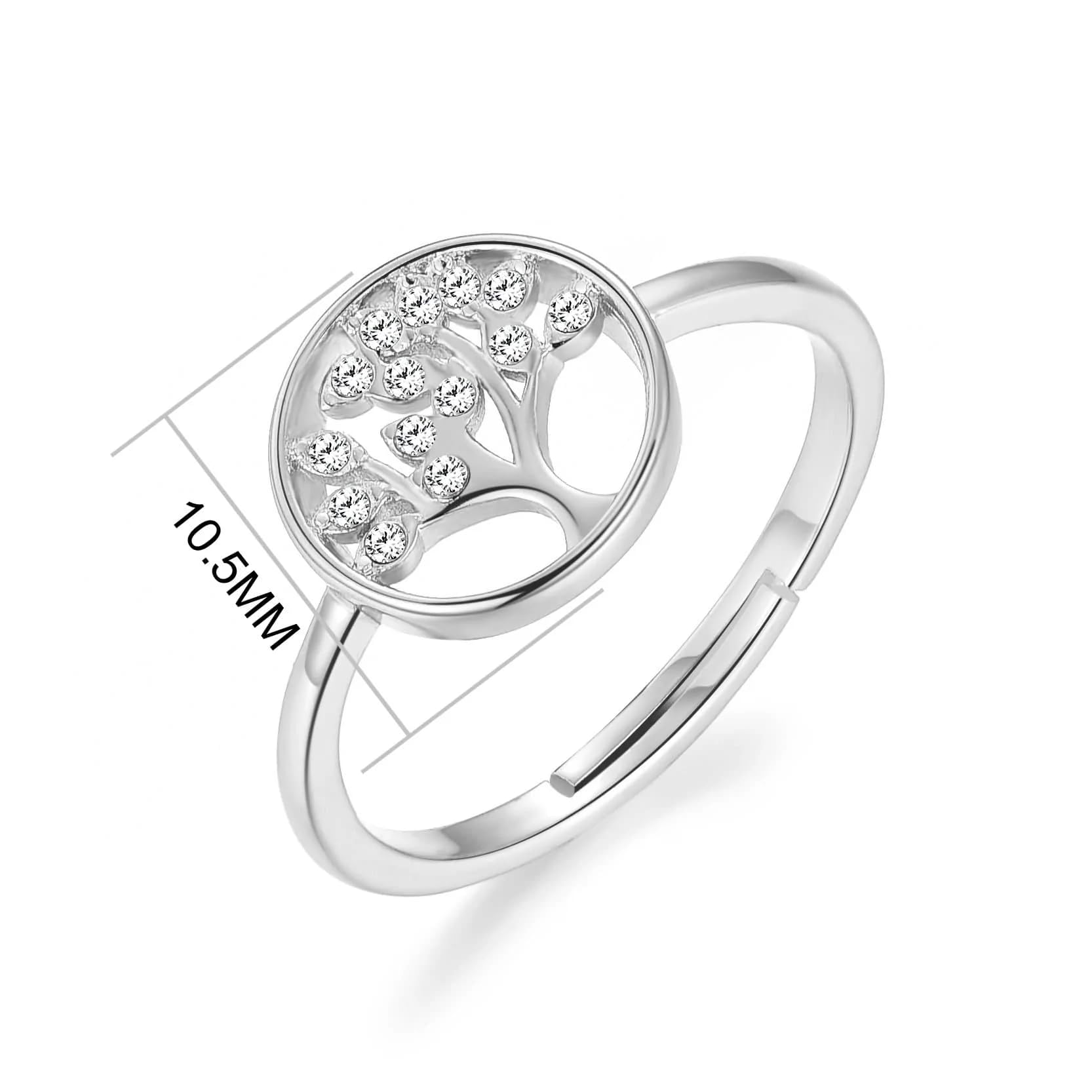 Silver Plated Tree of Life Ring with Zircondia® Crystals - Perfect Gift for Nature Lovers